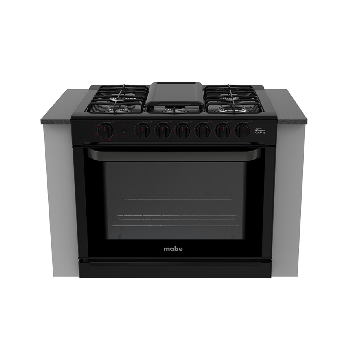 Estufa empotrable Mabe Profesional EMC80170 a gas/eléctrica 6 quemadores negra puerta con visor 126.6L