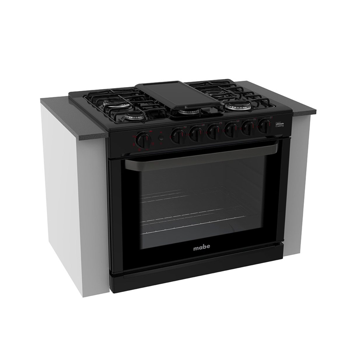 Estufa empotrable Mabe Profesional EMC80170 a gas/eléctrica 6 quemadores negra puerta con visor 126.6L