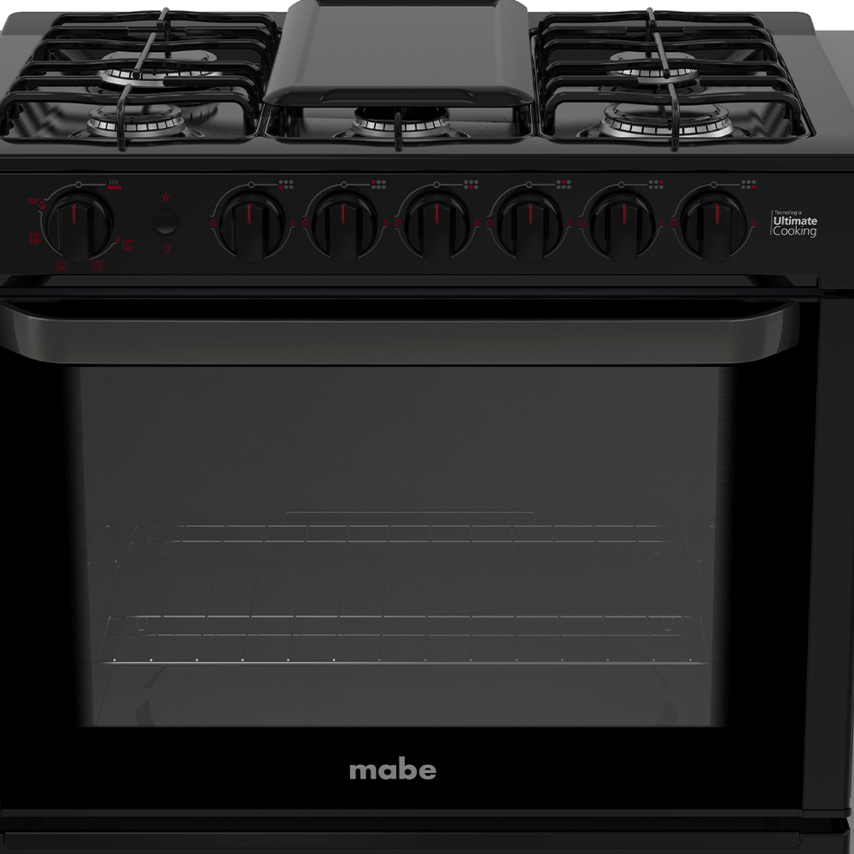 Estufa empotrable Mabe Profesional EMC80170 a gas/eléctrica 6 quemadores negra puerta con visor 126.6L