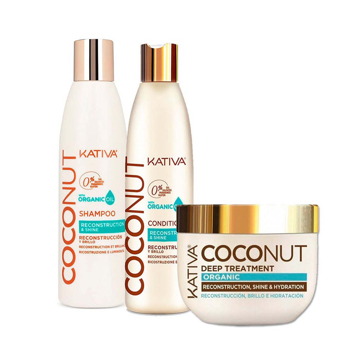 Kit KATIVA Coconut shampoo + acondicionador + tratamiento 250ml 