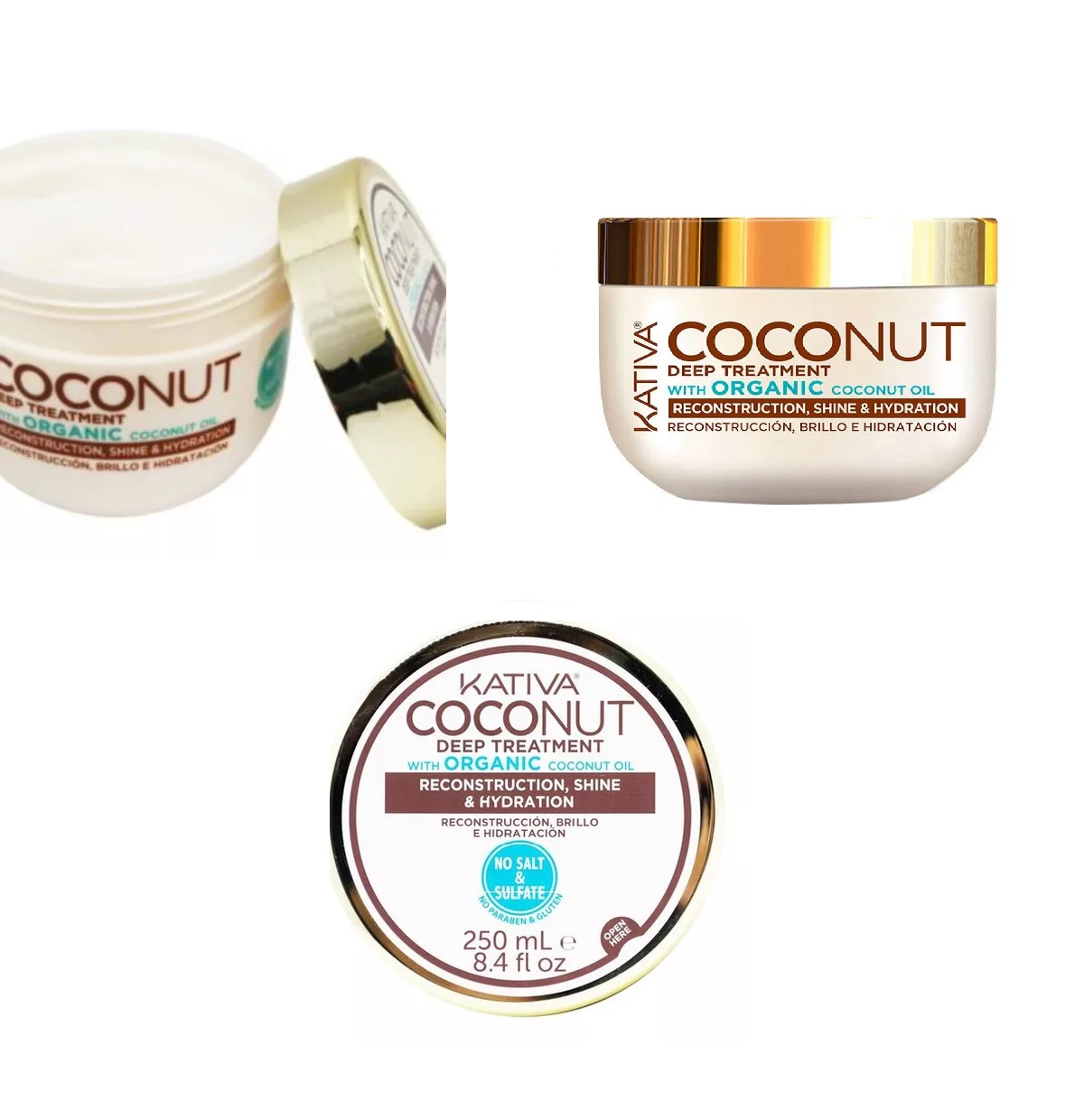 Kit KATIVA Coconut shampoo + acondicionador + tratamiento 250ml 