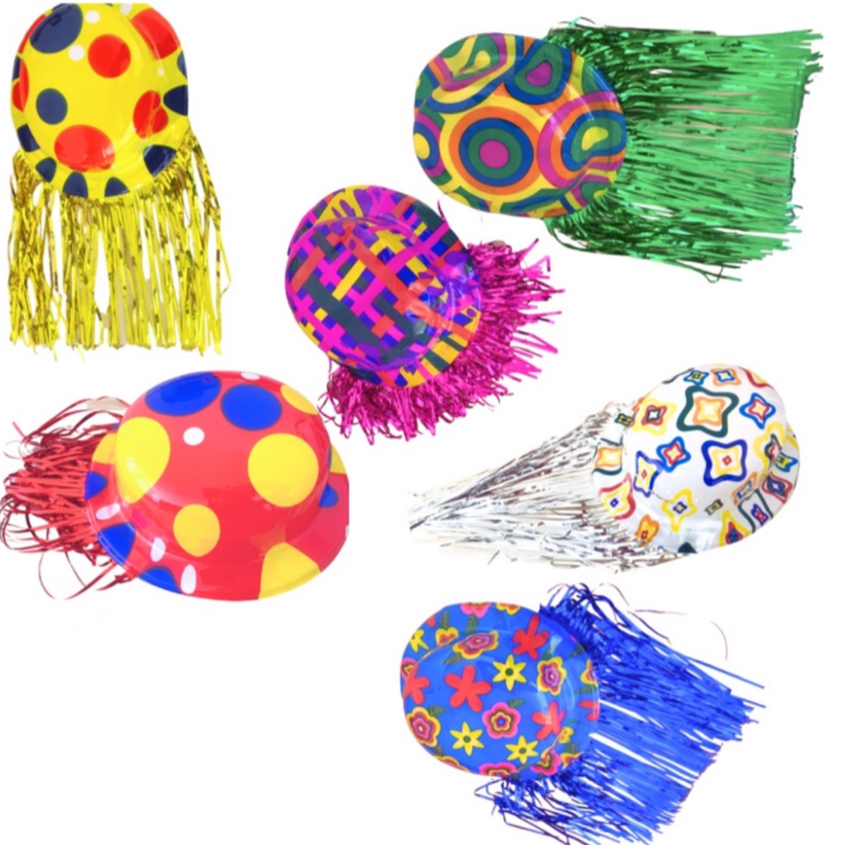 12 Sombreros Bombin Peluca Metalica Batucada Disfraz