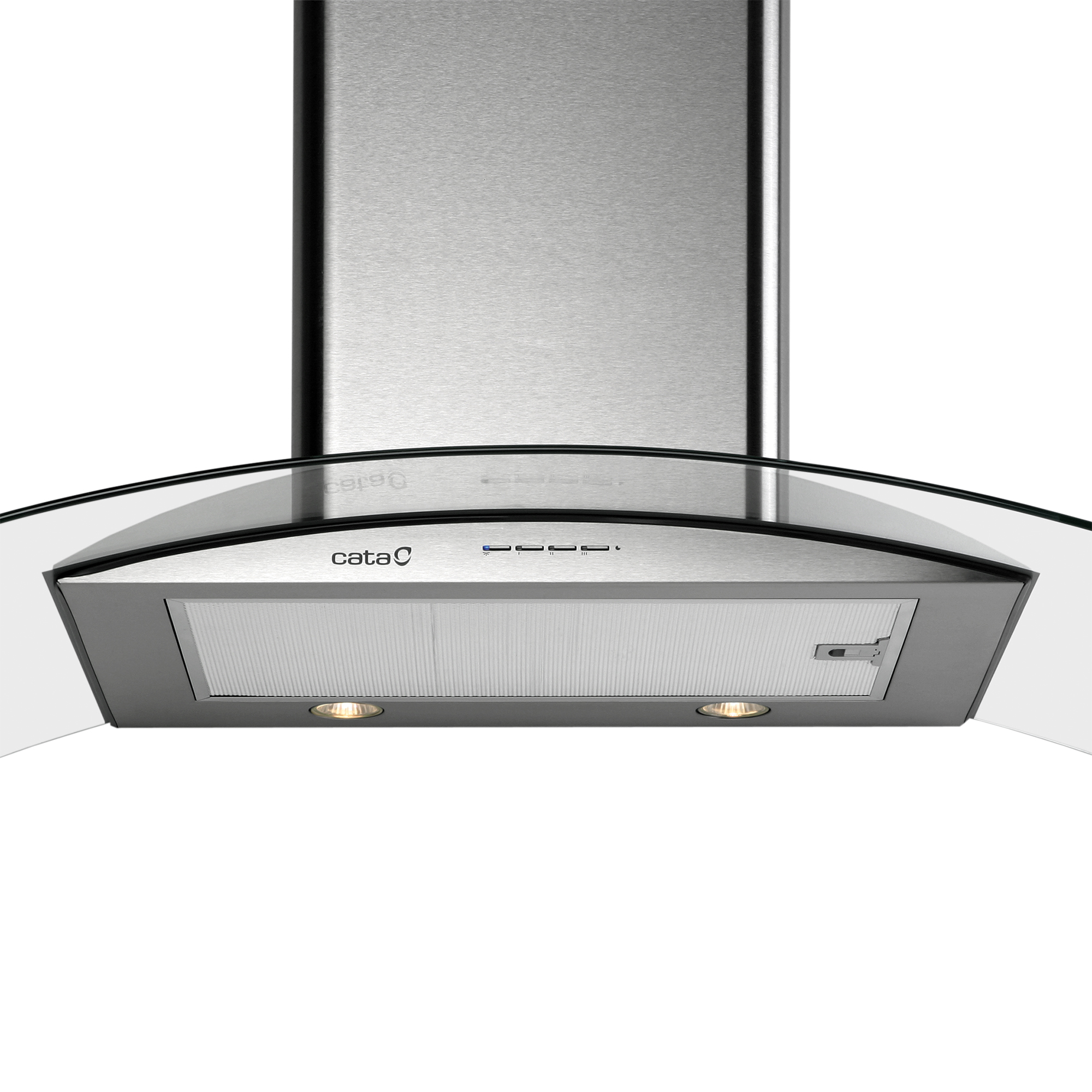 Campana Extractora De Cocina De Pared Marca Cata Mod. Gamma Vl3 70 Acero Inoxidable Y Cristal Templado Curvo Ancho 70cm Alta Extracción 1,200 M3/hr 3 Velocidades Timer De Apagado 15 Min