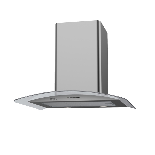 Campana Extractora De Cocina De Pared Marca Cata Mod. Gamma Vl3 70 Acero Inoxidable Y Cristal Templado Curvo Ancho 70cm Alta Extracción 1,200 M3/hr 3 Velocidades Timer De Apagado 15 Min