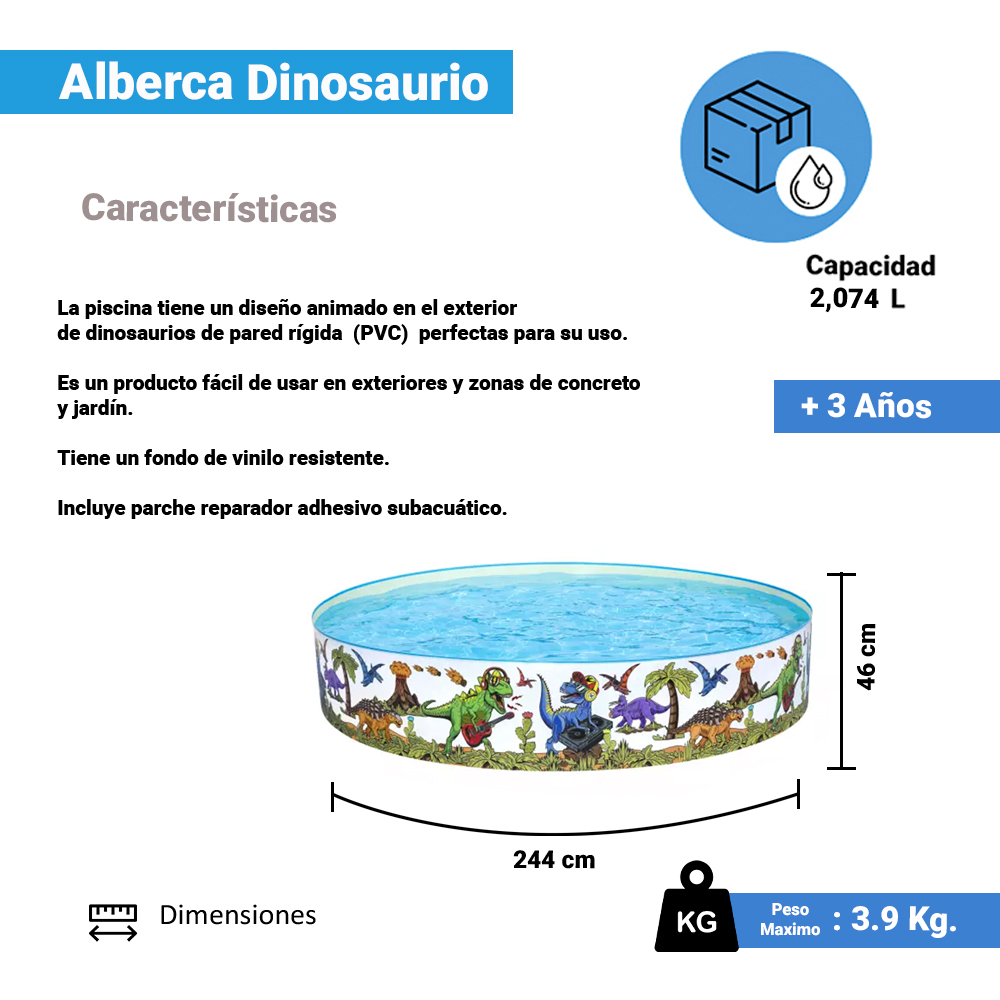 Alberca Circular Inflable Infantil Bestway De Dinosaurios Grande