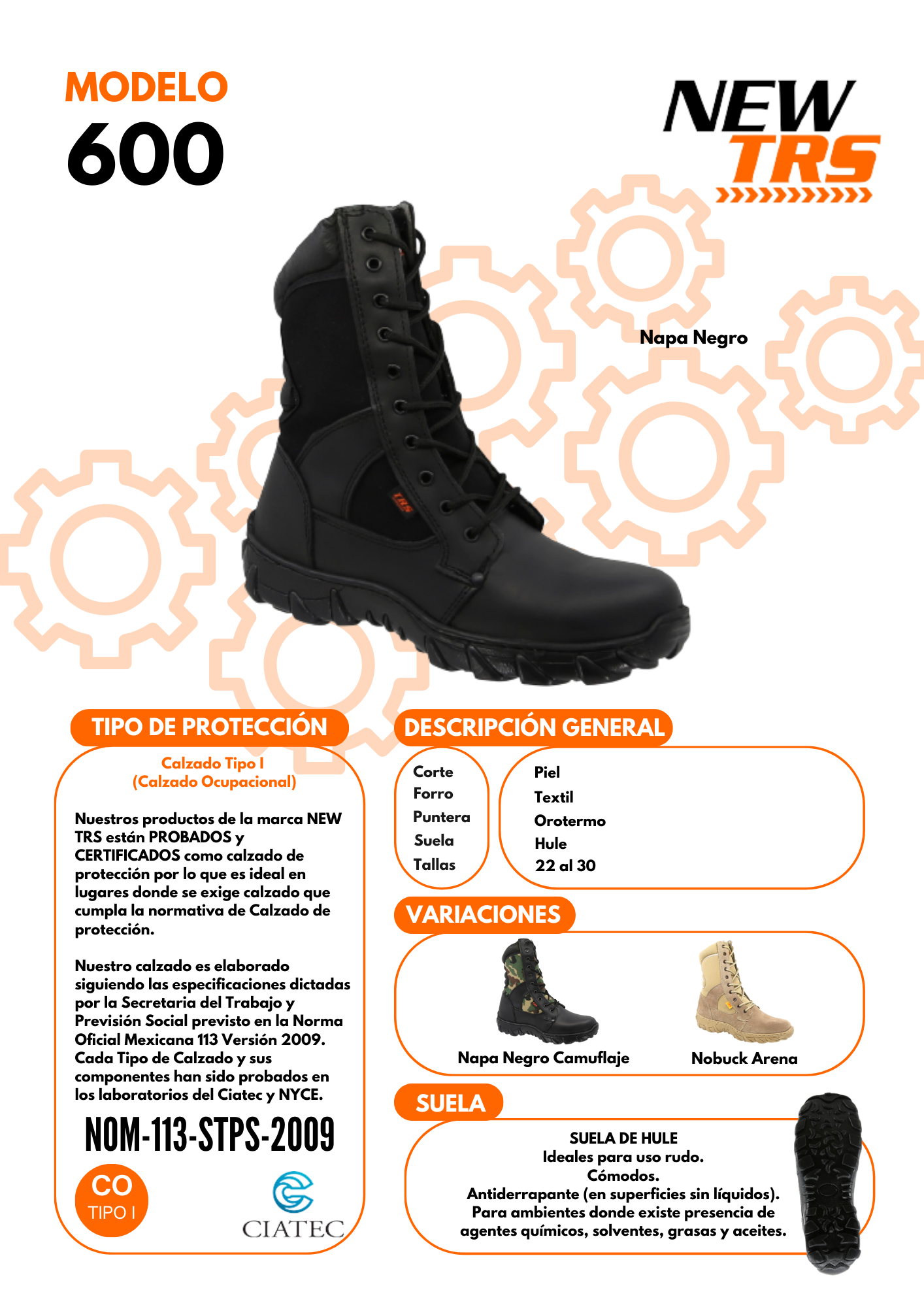 Bota Tactica New Trs 600 Negro Camuflaje