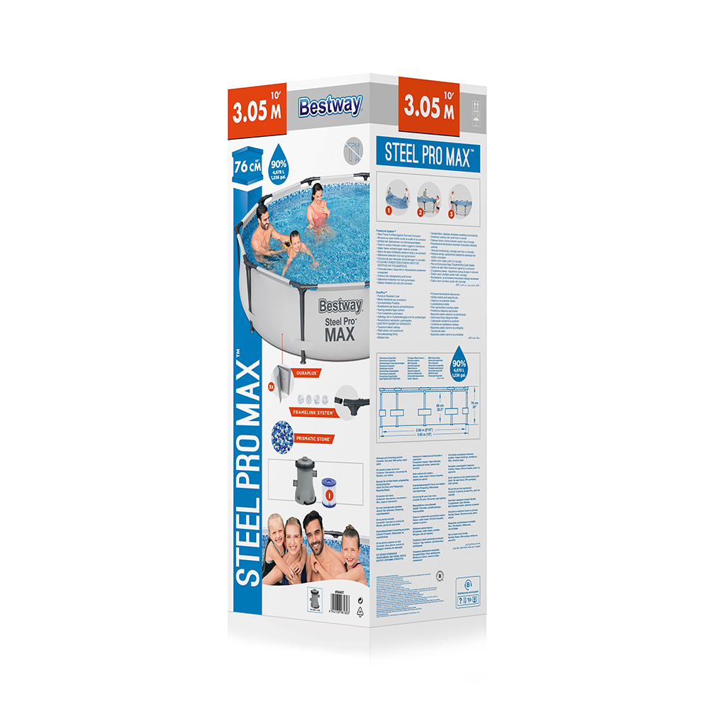 Alberca Piscina Familiar Redonda Gris Estructural 3.05 m + Bomba Bestway