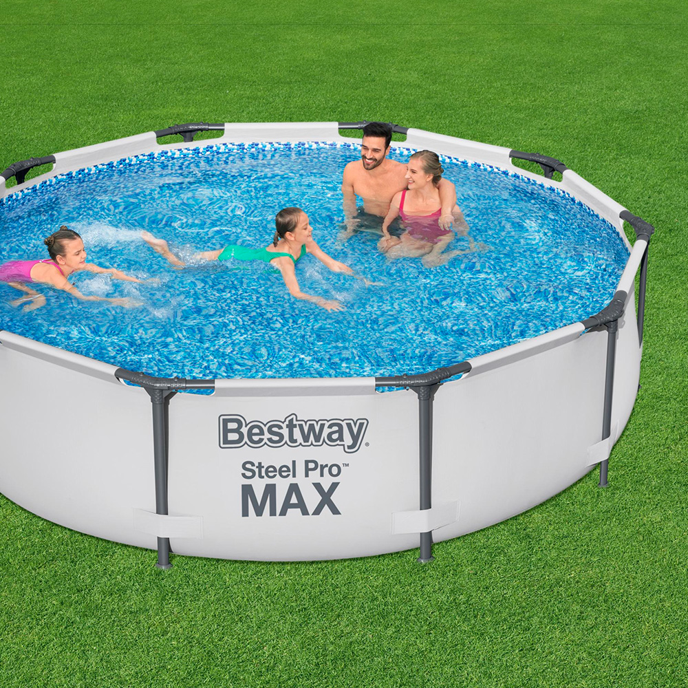 Alberca Piscina Familiar Redonda Gris Estructural 3.05 m + Bomba Bestway
