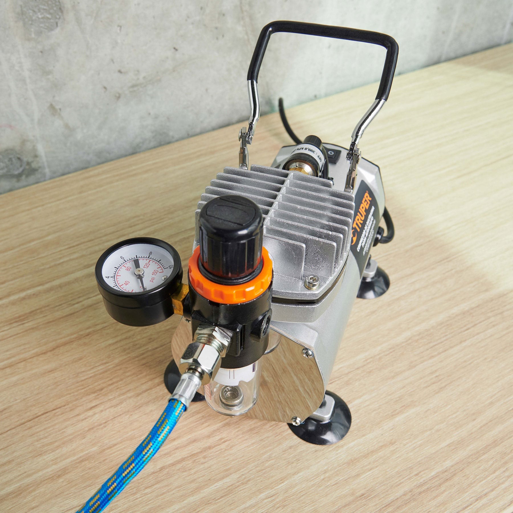 COMPRESOR DE DIAFRAGMA PARA AERÓGRAFO, 1/5 HP, 110 V TRUPER 17247