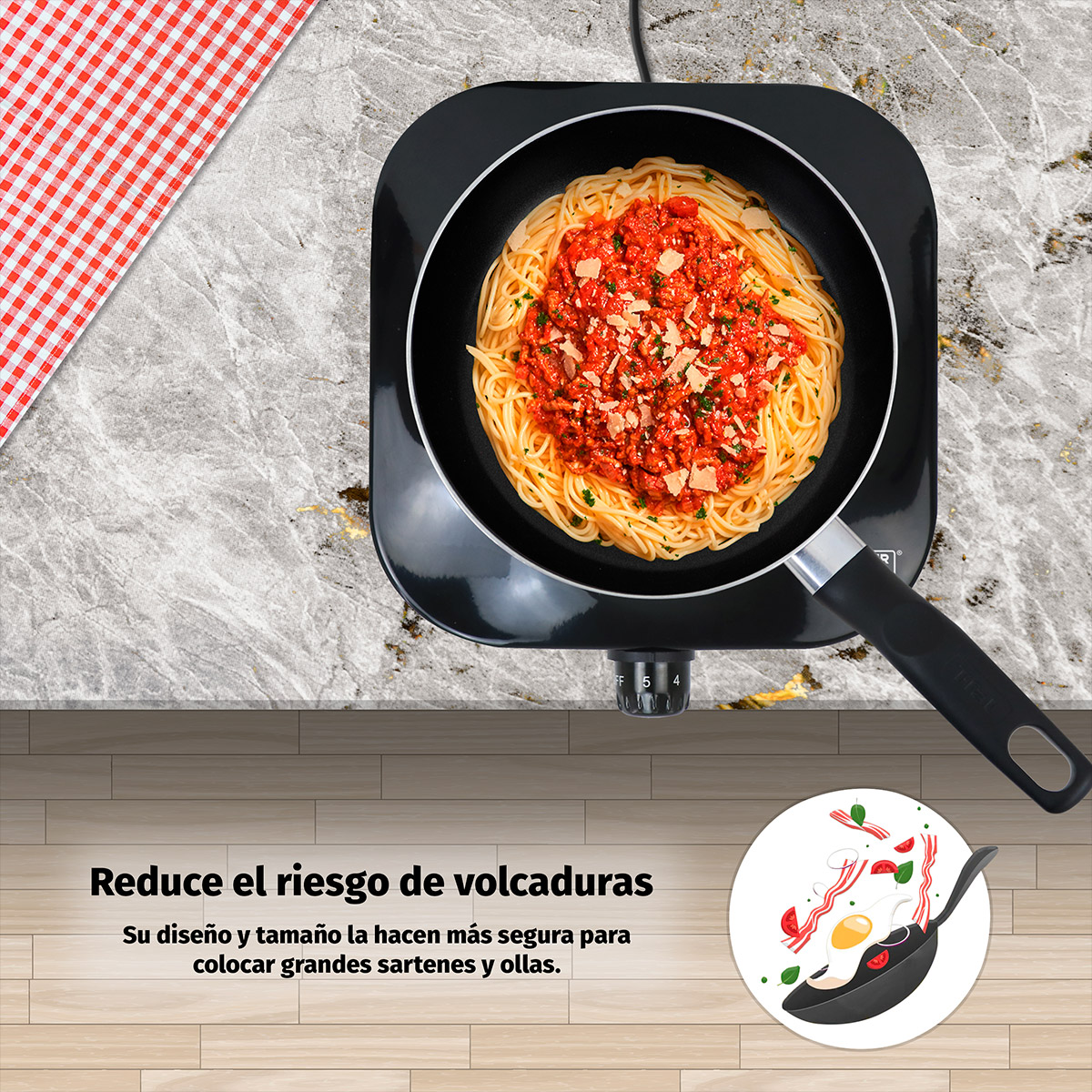 PARRILLA ELÉCTRICA DE UNA RESISTENCIA CON TERMOSTATO DE 1000 W SUPER FLAMA