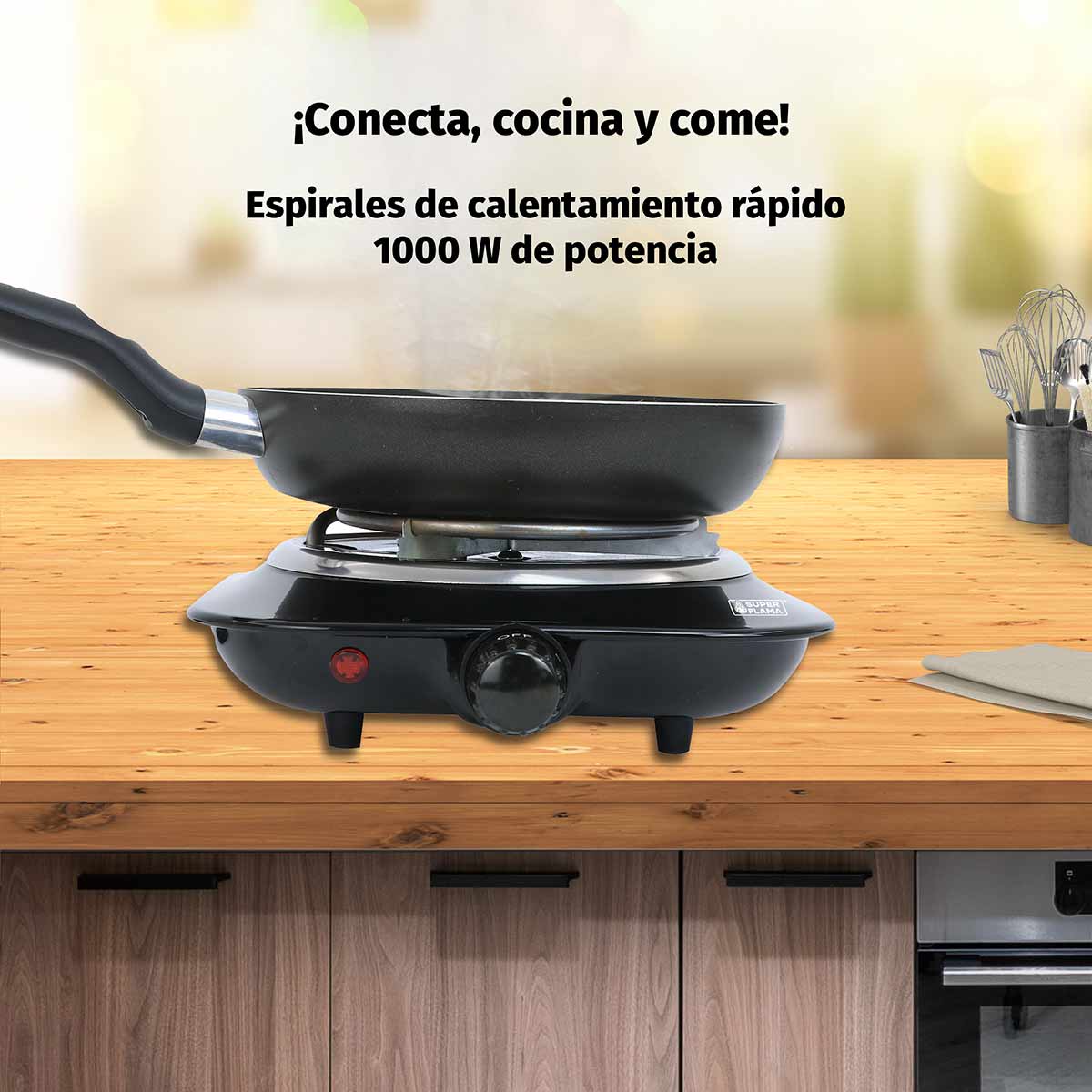 PARRILLA ELÉCTRICA DE UNA RESISTENCIA CON TERMOSTATO DE 1000 W SUPER FLAMA