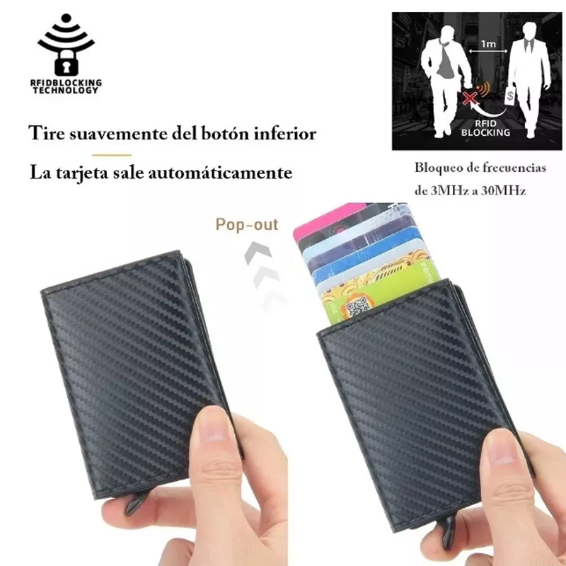 Cartera Con Protección Rfid De Aluminio Para Hombre