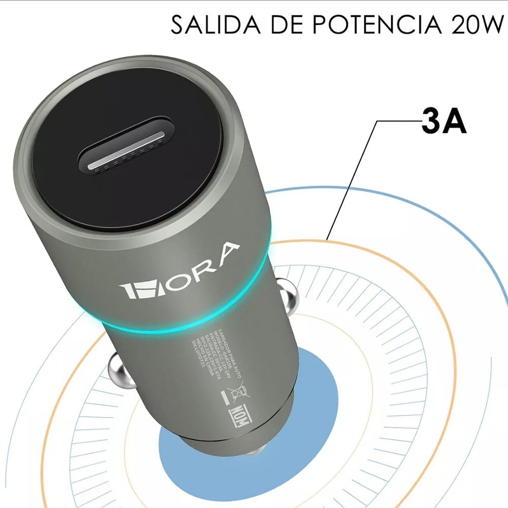 Turbo Cargador Para Auto Tipo C Combo Pd 20W con cable tipo c Carga Rápida En Carro Coche Compatible con Samsung Motorola Huawei Xiaomi Sony HTC 1 Hora GAR156