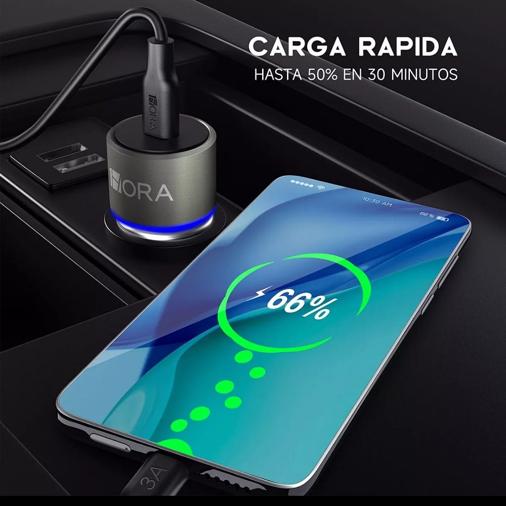 Turbo Cargador Para Auto Tipo C Combo Pd 20W con cable tipo c Carga Rápida En Carro Coche Compatible con Samsung Motorola Huawei Xiaomi Sony HTC 1 Hora GAR156