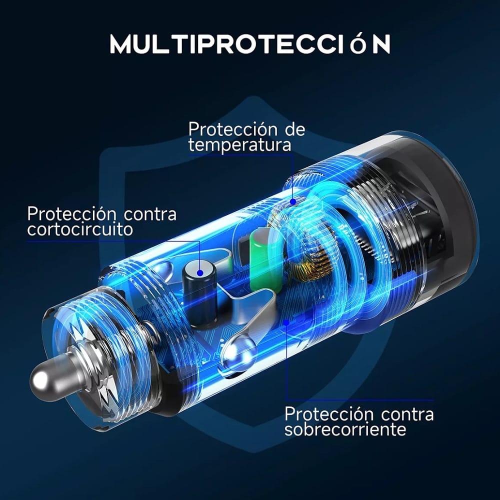 Turbo Cargador Para Auto Tipo C Combo Pd 20W con cable tipo c Carga Rápida En Carro Coche Compatible con Samsung Motorola Huawei Xiaomi Sony HTC 1 Hora GAR156