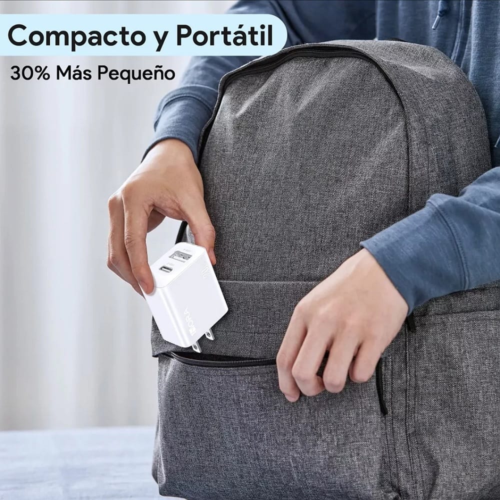 Cargador Carga Rápida con Salida Dual Usb+c 20w Compatible con Iphone/Samsung/Motorola 1hora Gar161