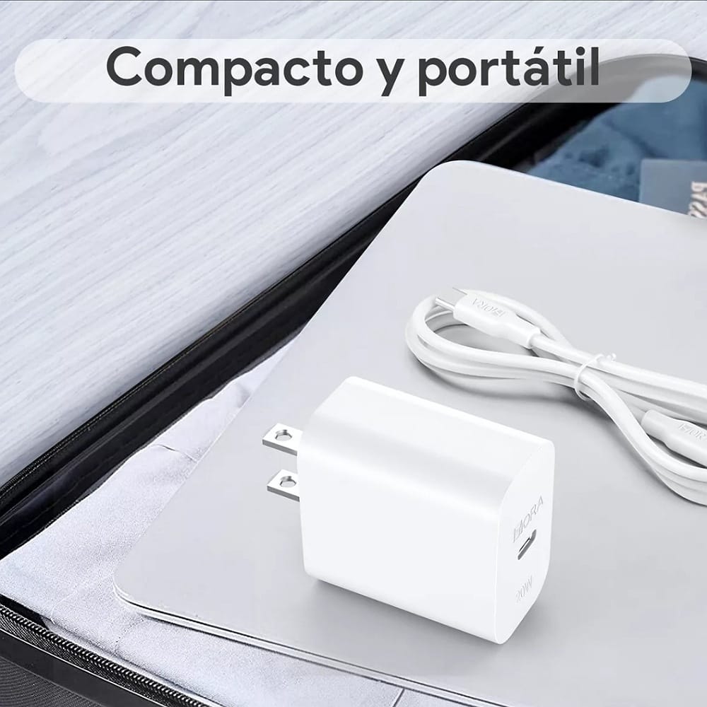 Cargador Tipo C Adaptador Carga Rapida 20w Pd compatible con iPhone X Xr 11 12 13 14 Samsung Huawei 1Hora Gar152