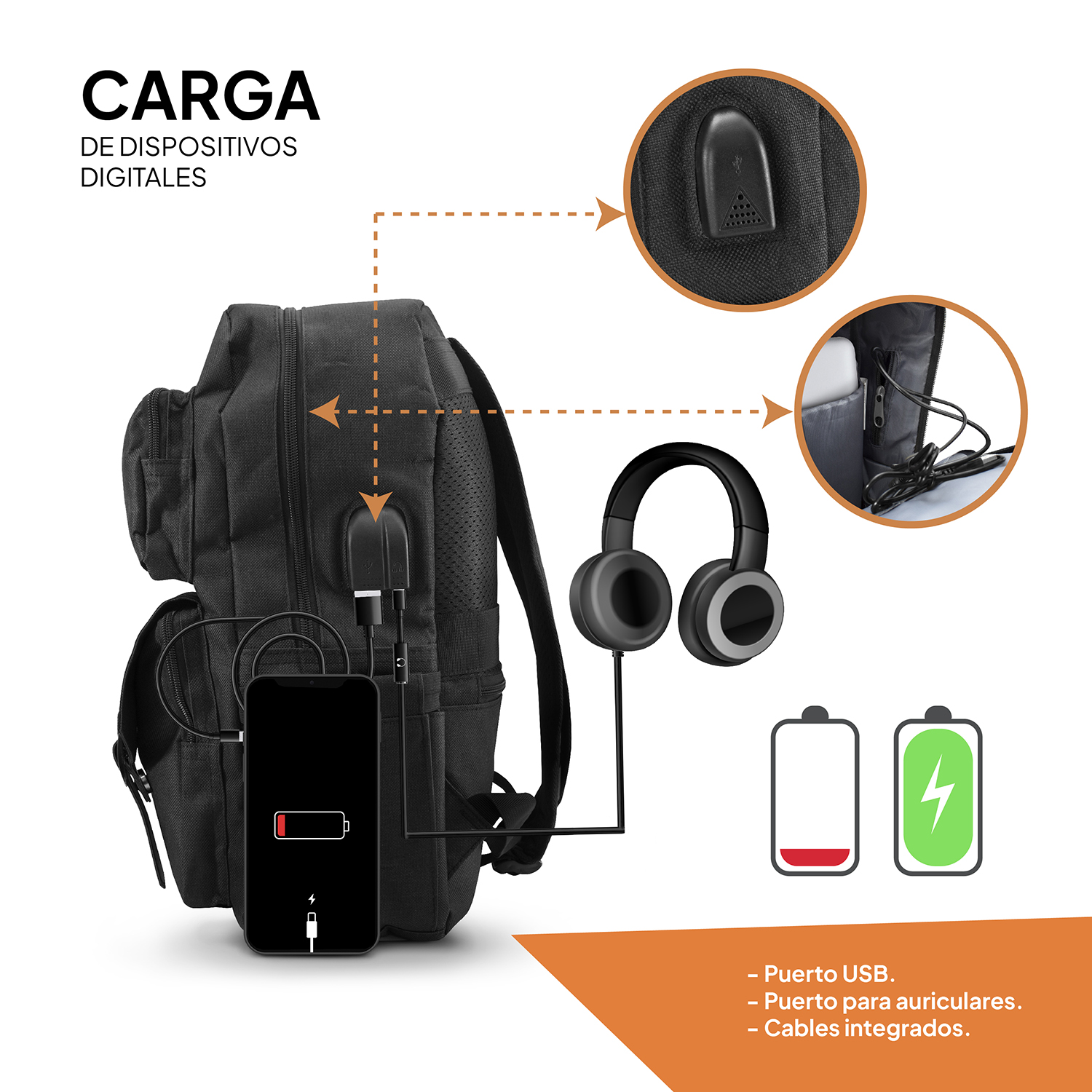 MOCHILA ESCOLAR  PARA LAPTOP CASUAL NEGRA