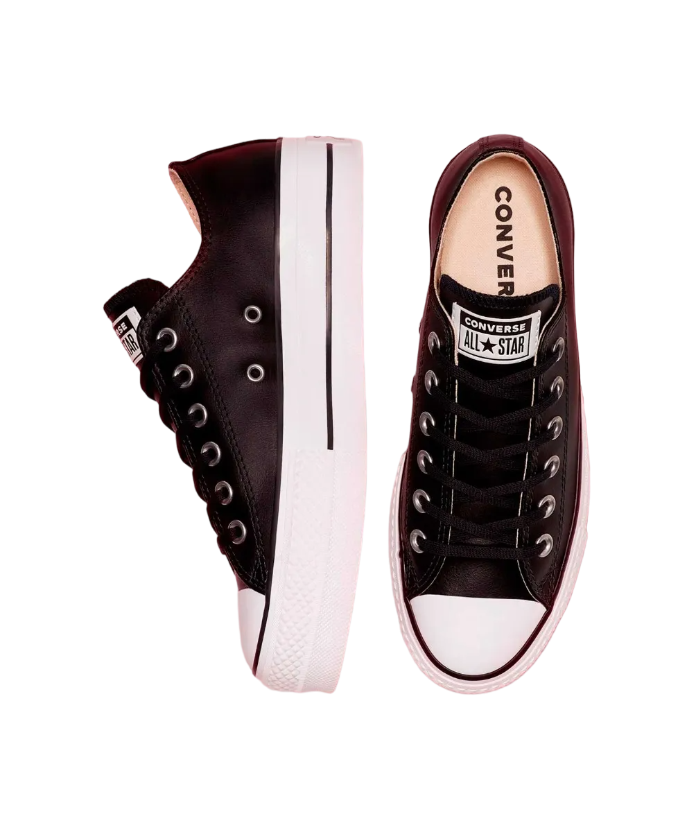 Tenis Converse de Plataforma Lift Negros en Choclo de Piel para Mujer 561681C