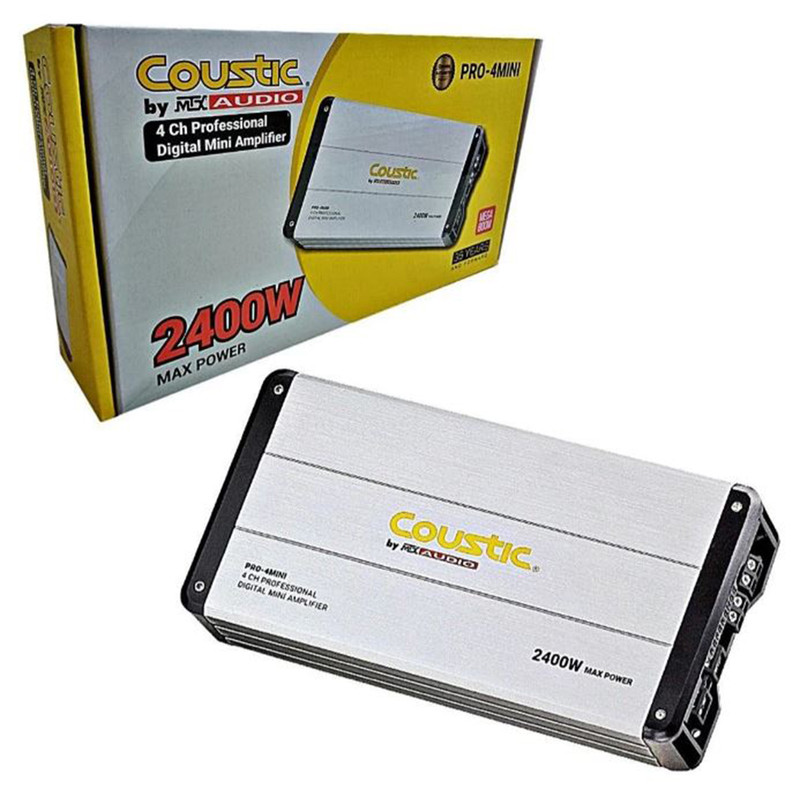 Mini Amplificador Digital Coustic PRO-4MINI 4 Canales  2400 Watts Clase AB 4 Ohms.