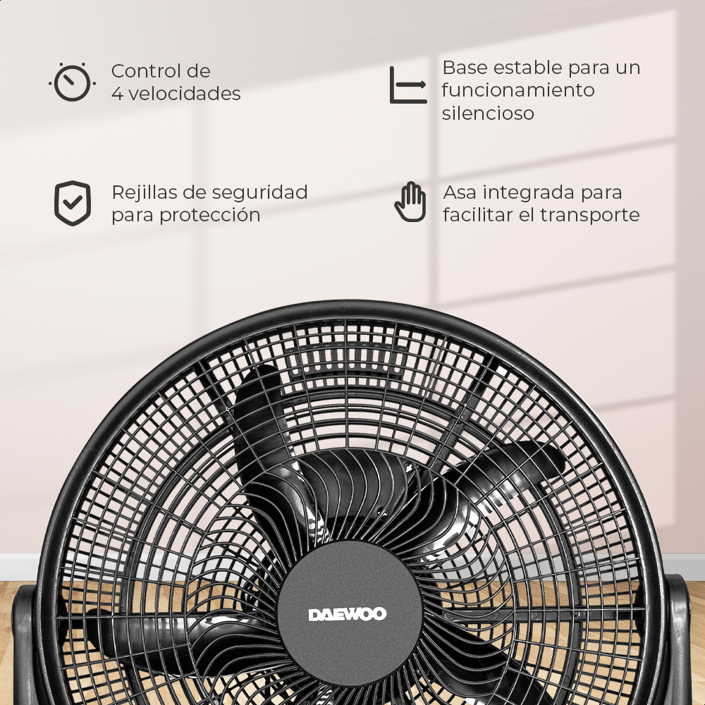 Ventilador Circular de 20 pulgadas, 4 velocidades y 5 aspas Daewoo DAC-5017N 85W