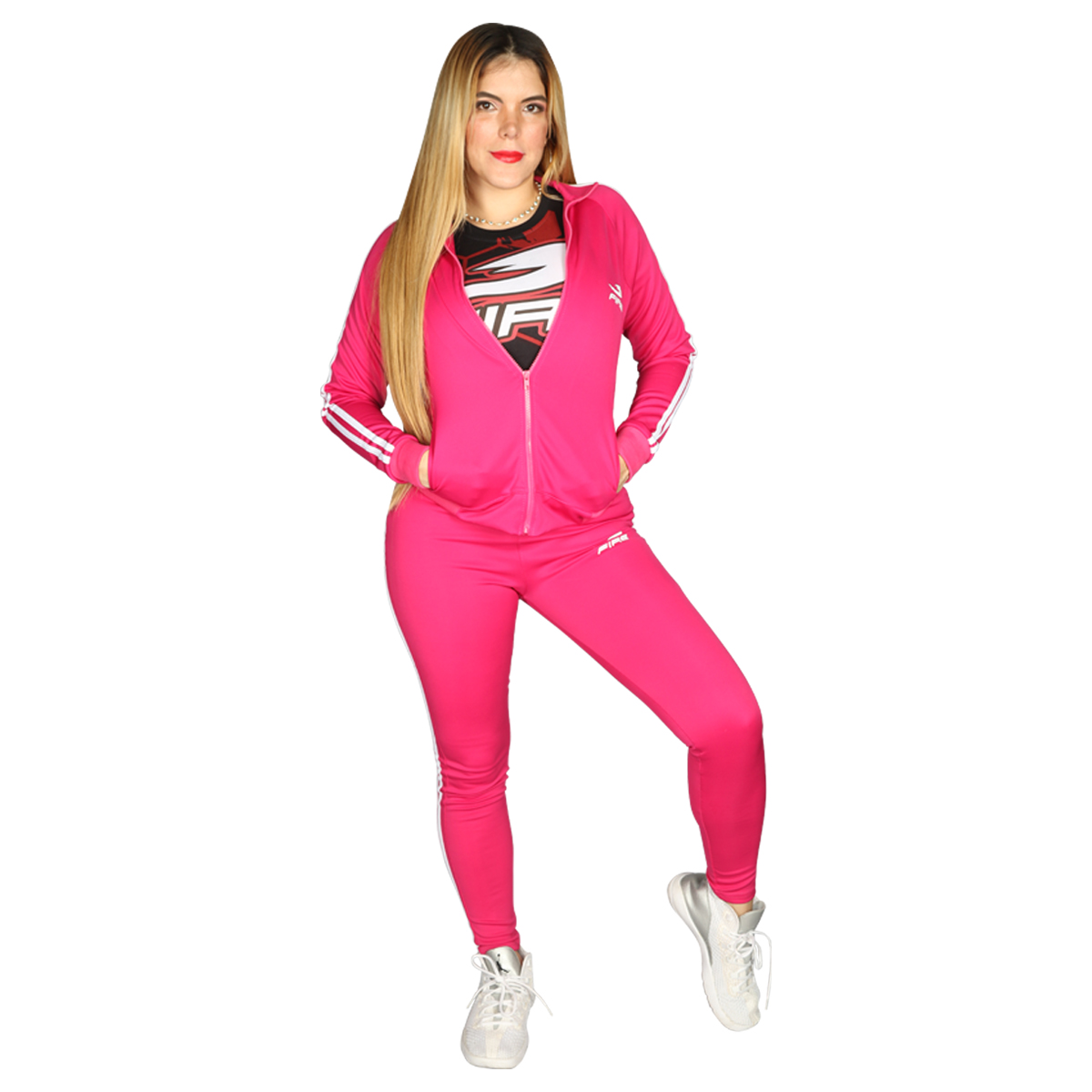 Pants deportivo Fire Sports Femenil M3 2 franjas Color Rosa Fiusha