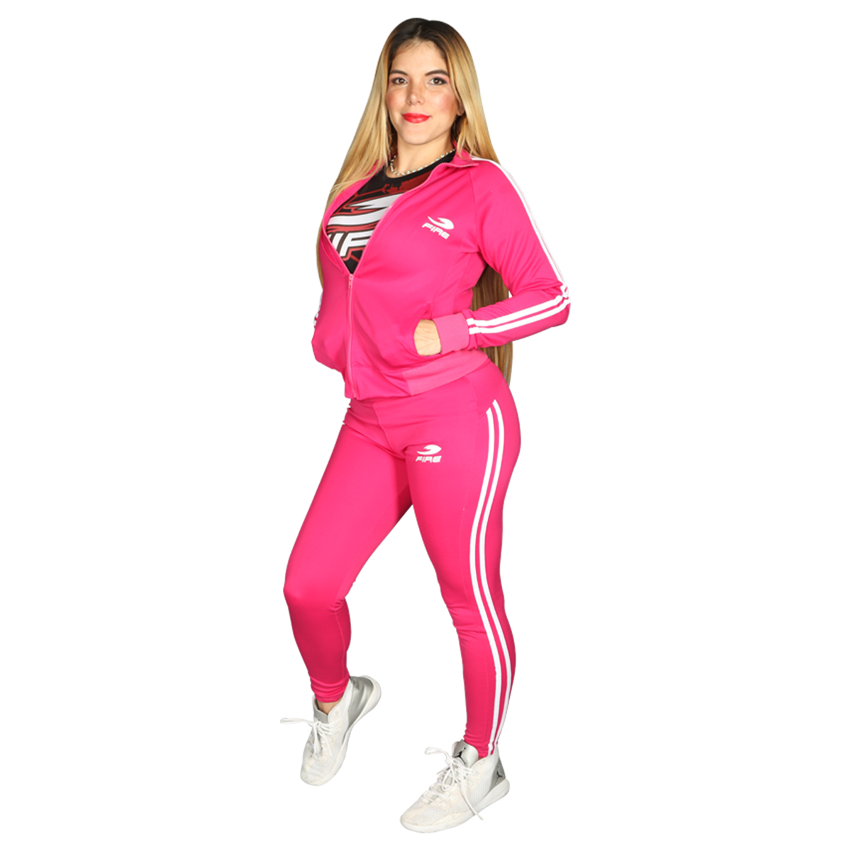 Pants deportivo Fire Sports Femenil M3 2 franjas Color Rosa Fiusha