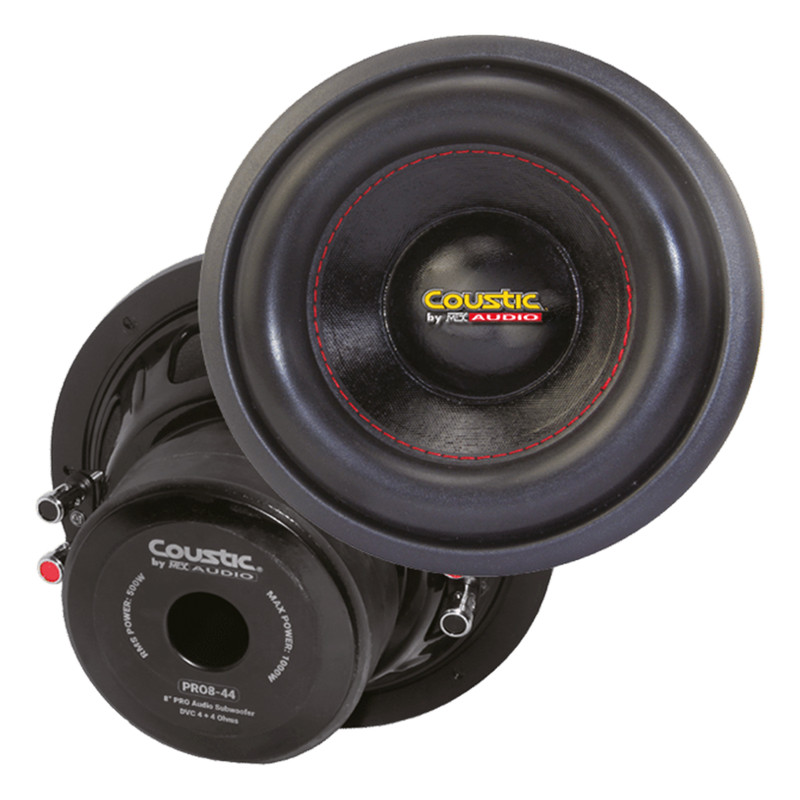 Subwoofer Doble Bobina Coustic PRO8-44 1000 Watts 8 Pulgadas 4 + 4 Ohms DVC.