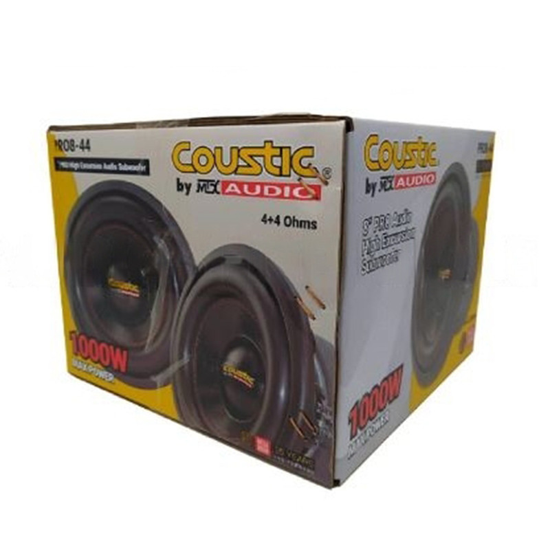 Subwoofer Doble Bobina Coustic PRO8-44 1000 Watts 8 Pulgadas 4 + 4 Ohms DVC.