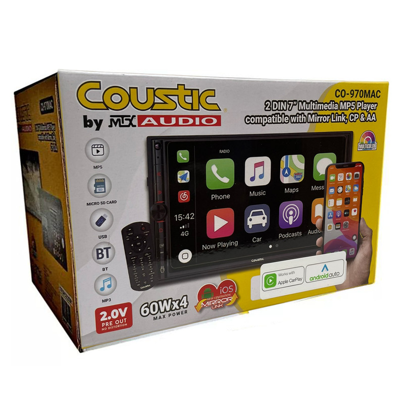 Estéreo 2 DIN Coustic CO-970MAC De 7 PulG MP5 CarPlay 50WX4.