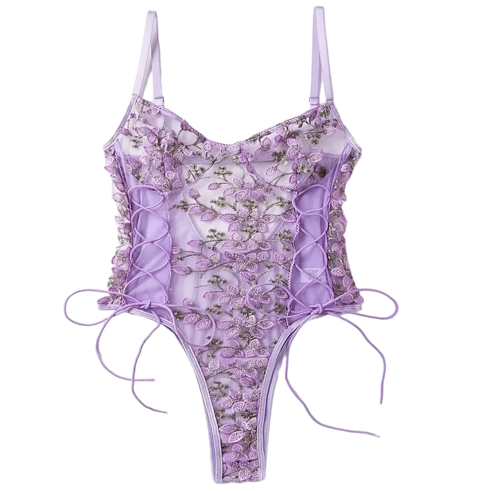 Body De Malla Transparente Con Tanga Sin Espalda