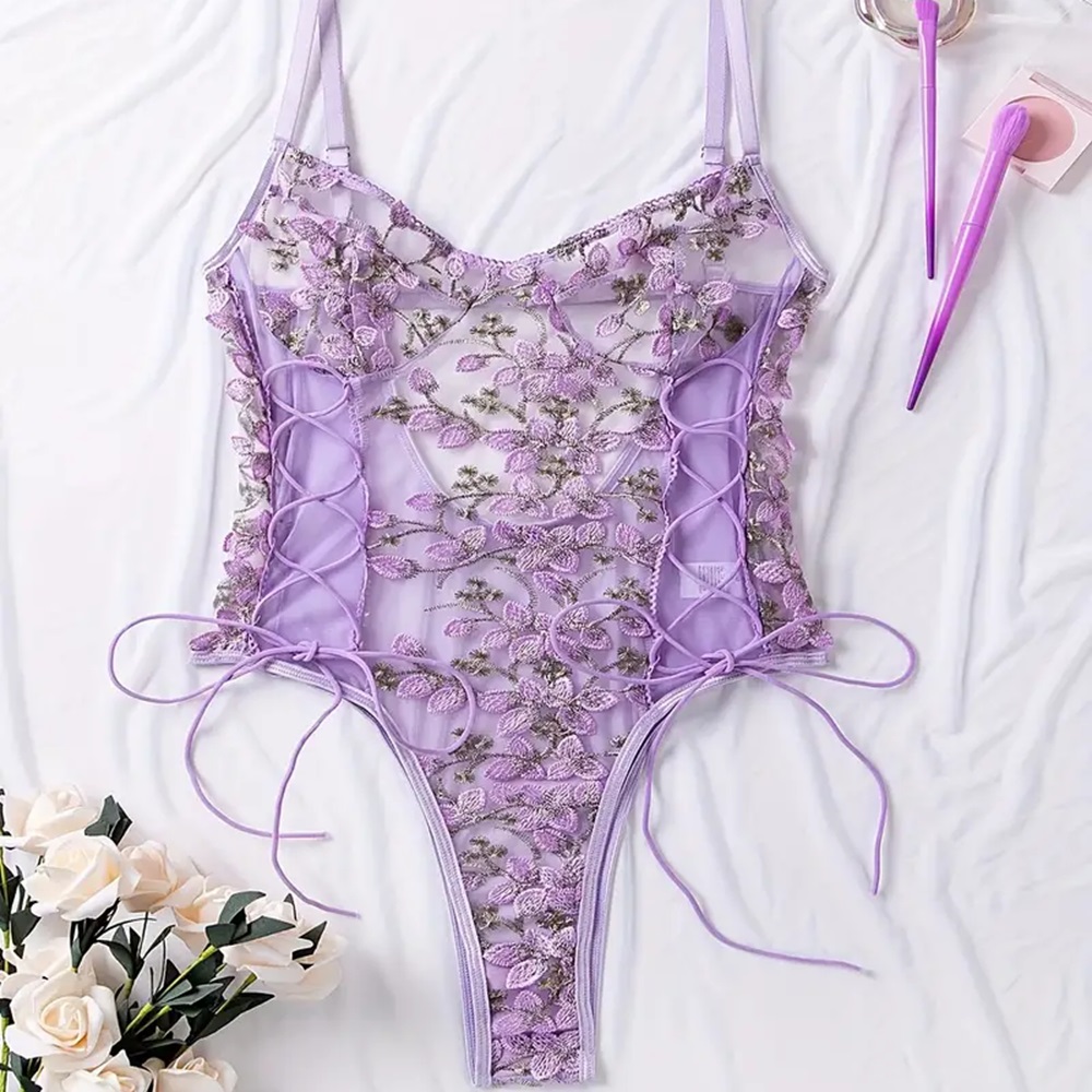 Body De Malla Transparente Con Tanga Sin Espalda