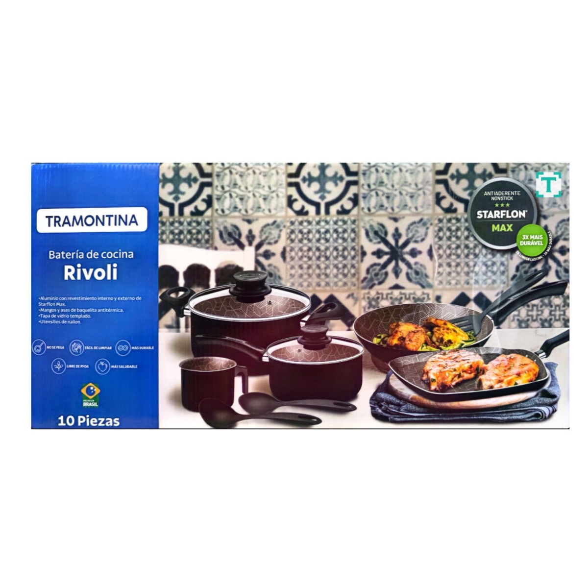 BATERIA DE COCINA TRAMONTINA 32300367 RIVOLI 10 PZAS NEGRO ENDY3.