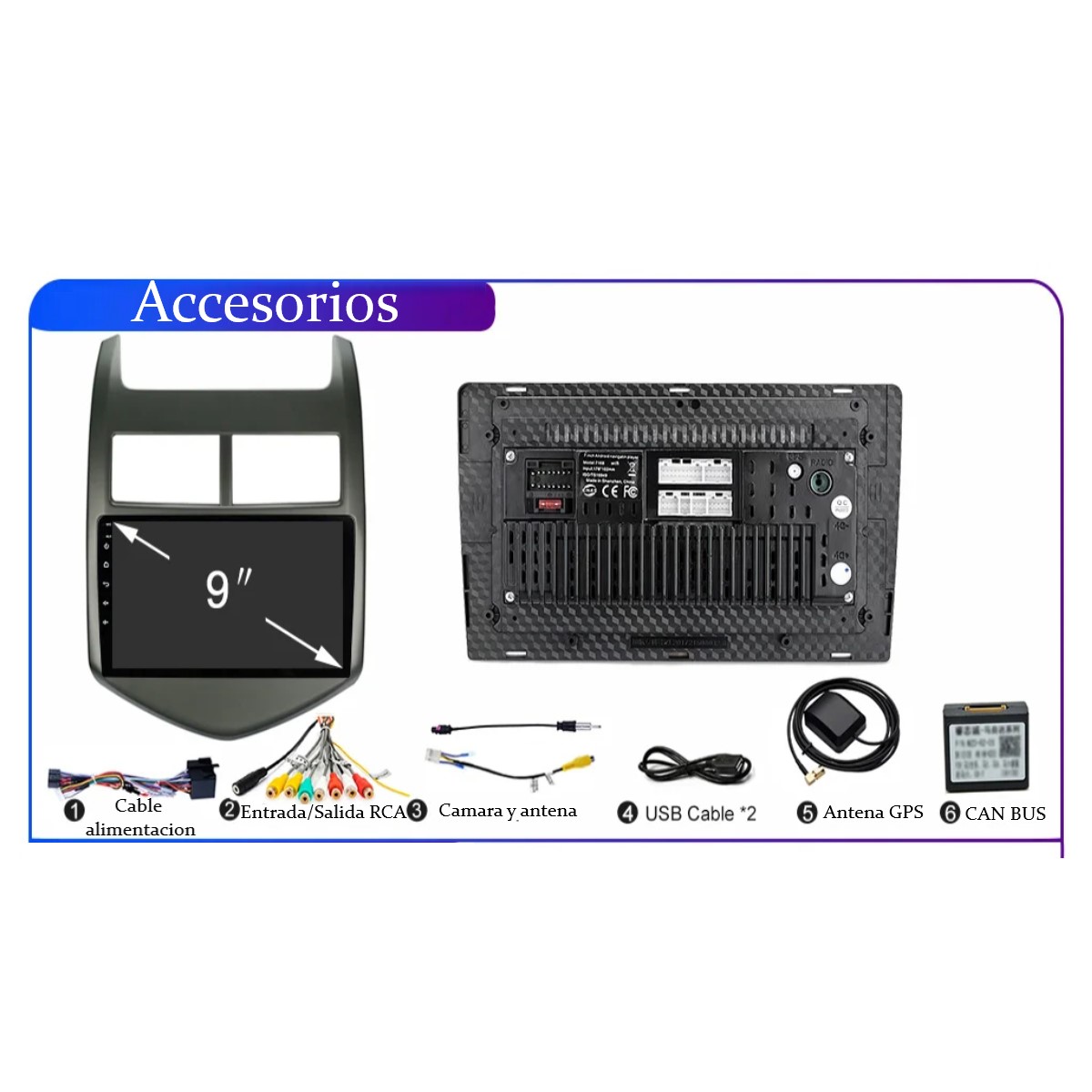 Pantalla táctil cámara Multimedia GPS coche Radio Android 4 núcleos Chevrolet Aveo 2 Sonic CarPlay