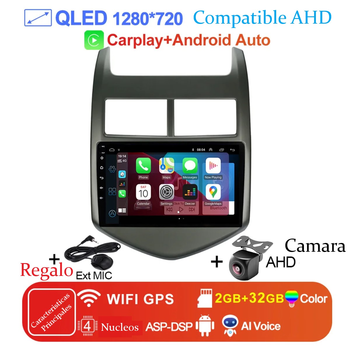 Pantalla táctil cámara Multimedia GPS coche Radio Android 4 núcleos Chevrolet Aveo 2 Sonic CarPlay