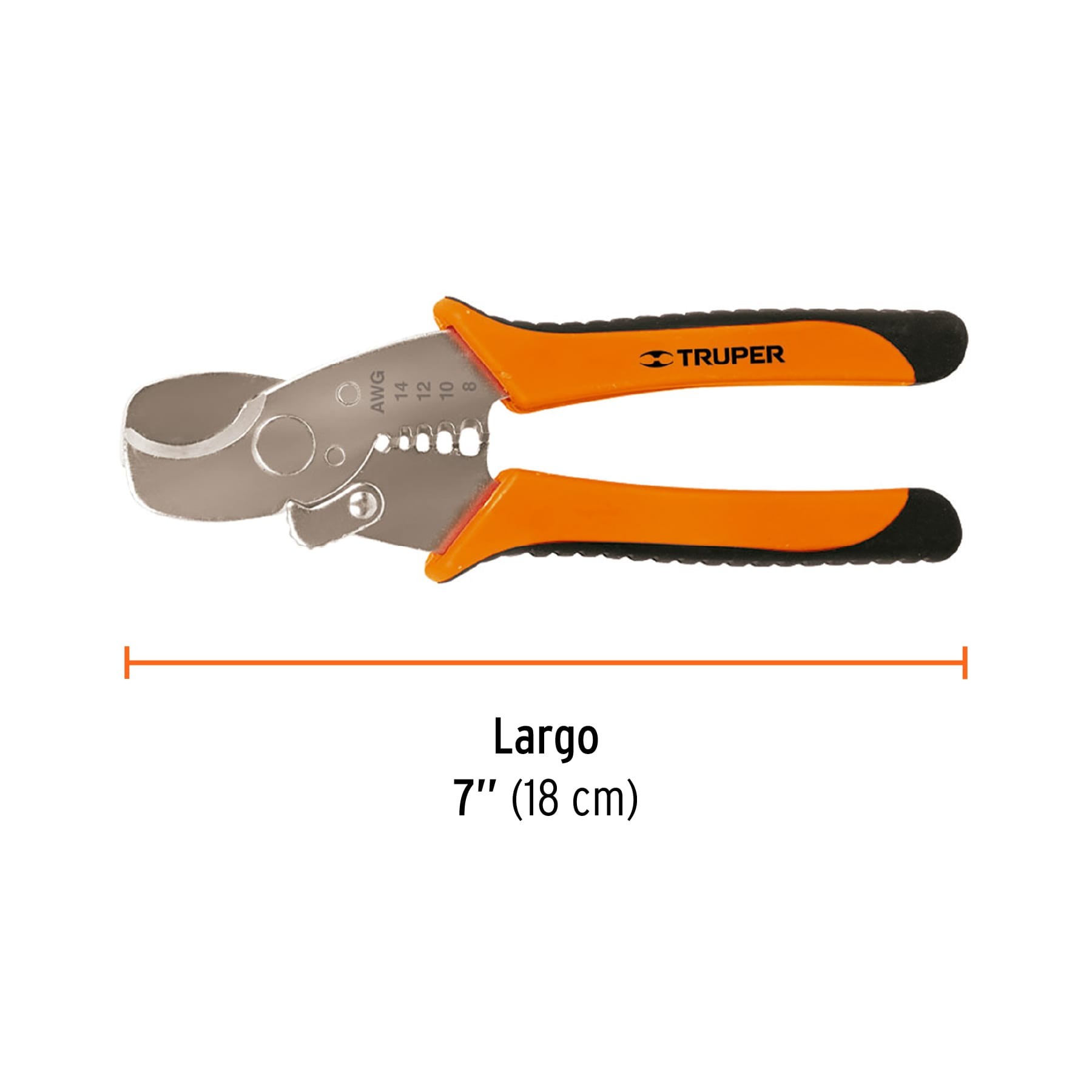 PINZA PROFESIONAL 7" PELA CABLES Y CORTA CABLES, 14 A 8 AWG TRUPER 17378