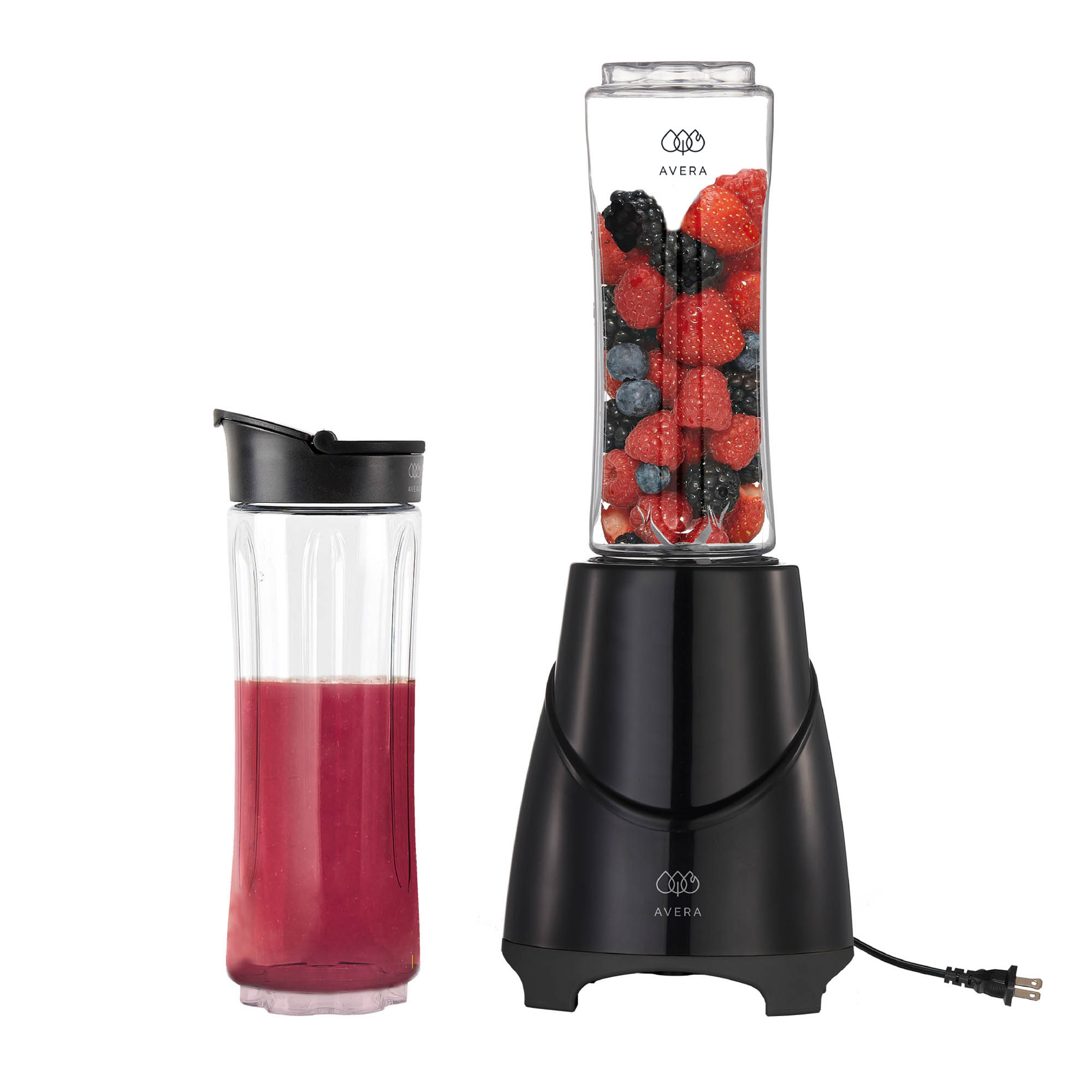 Licuadora Con Cable De 2 Vasos Portátiles Con Tapa De 600 ML C/U  Avera LP01 