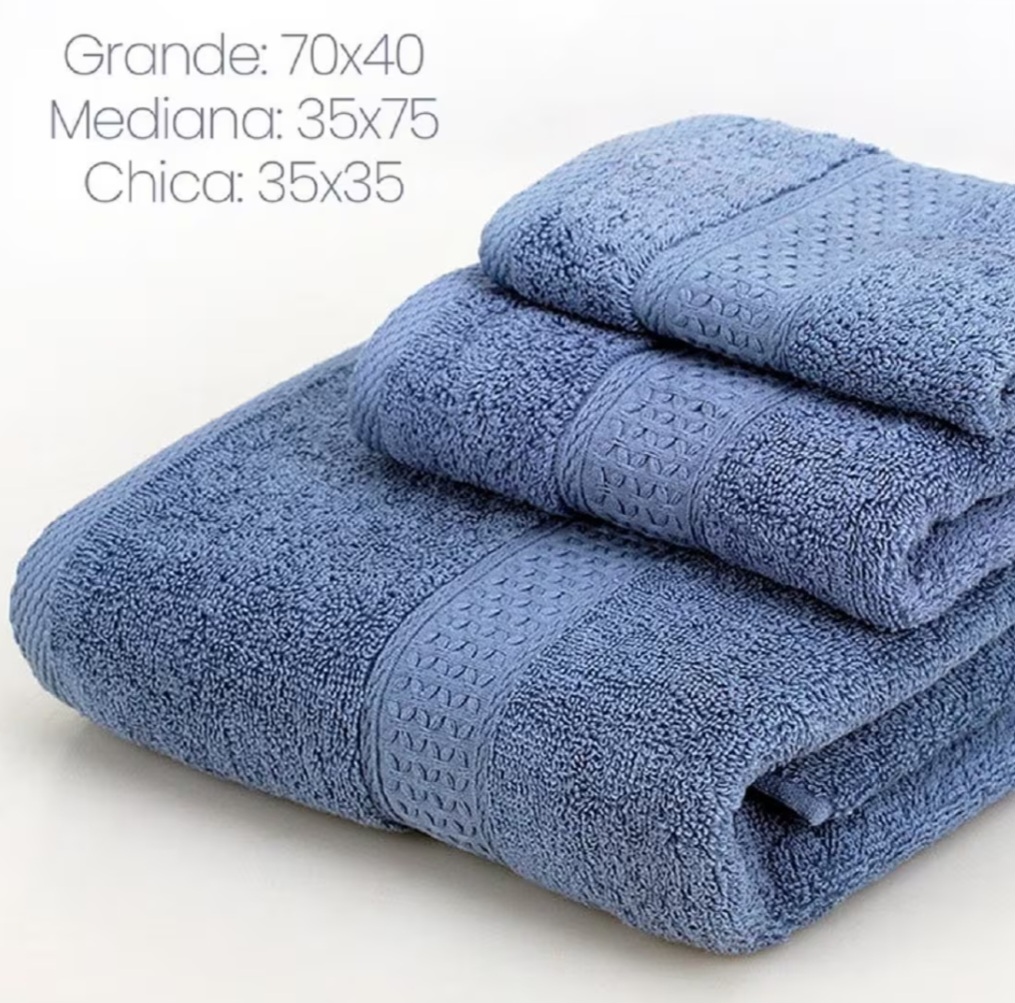 Juego de 3 toallas para baño . Grande, mediano y chico