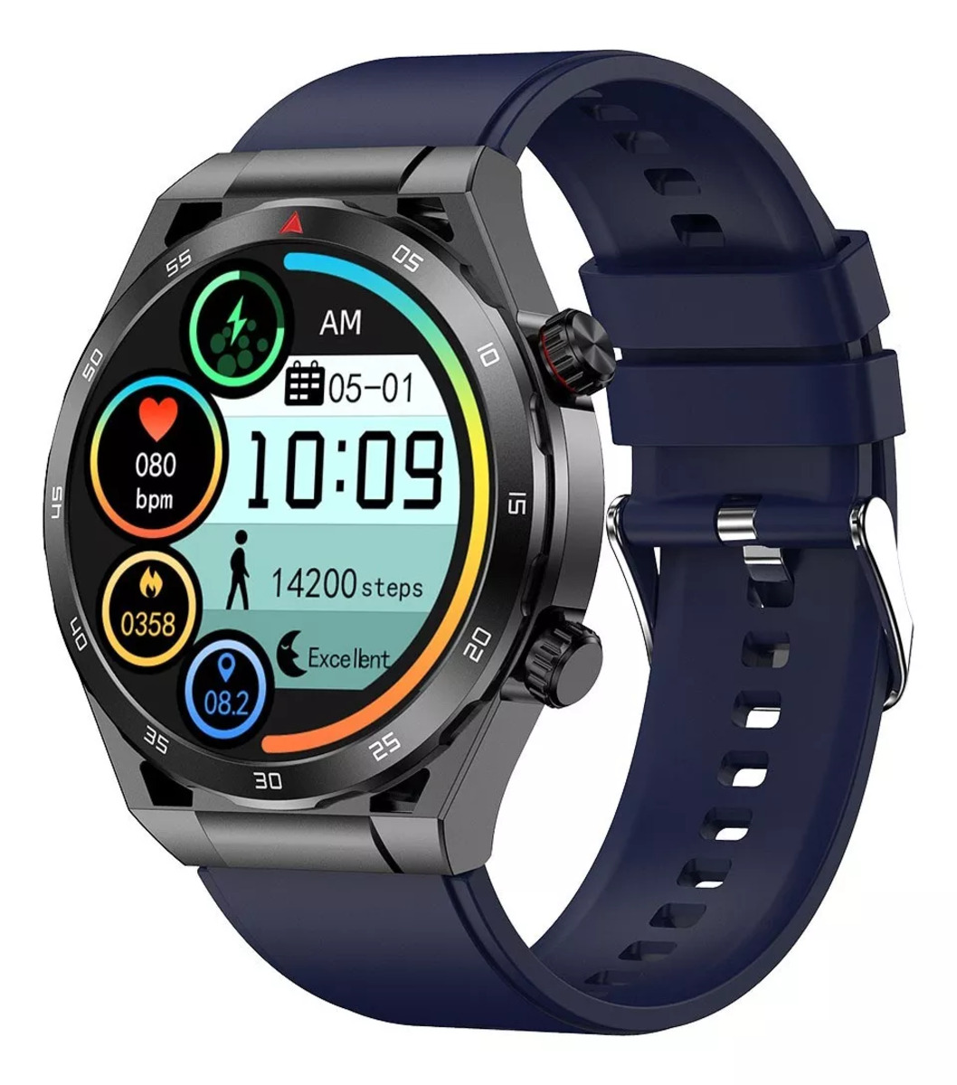 Reloj Watch Smart Inteligente T80 Fralugio Mide Glucosa Extensible Silicon AZUL