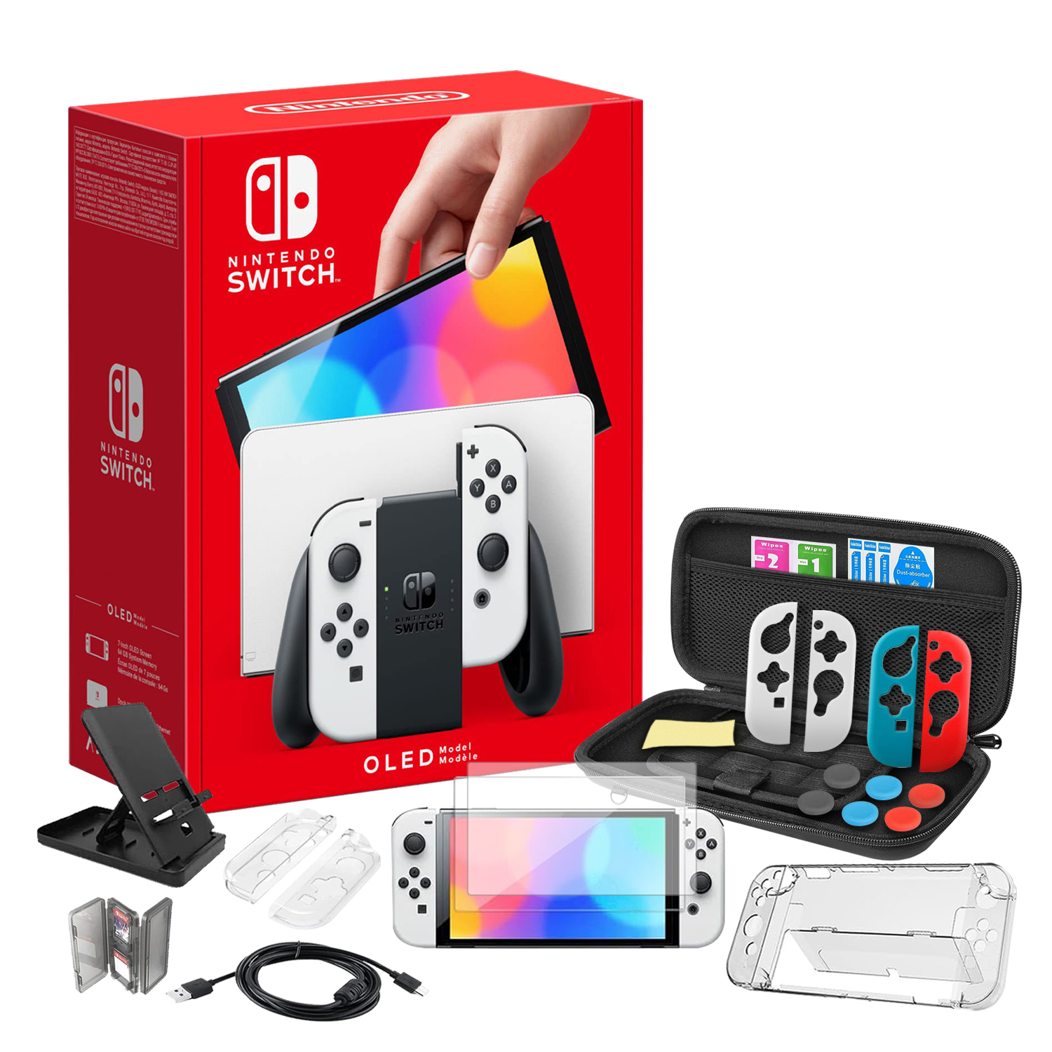 NINTENDO SWITCH OLED 64GB BLANCO MÁS KIT ACCESORIOS 22 EN 1