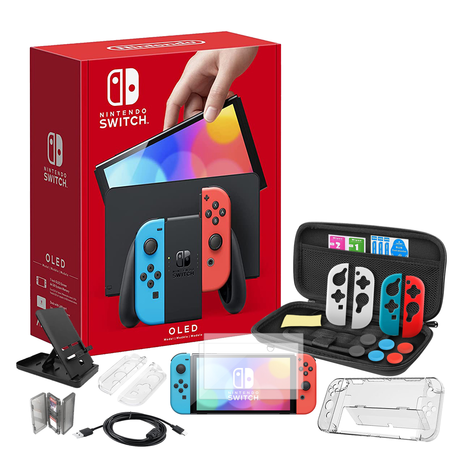 NINTENDO SWITCH OLED 64GB NEON MÁS KIT ACCESORIOS 22 EN 1