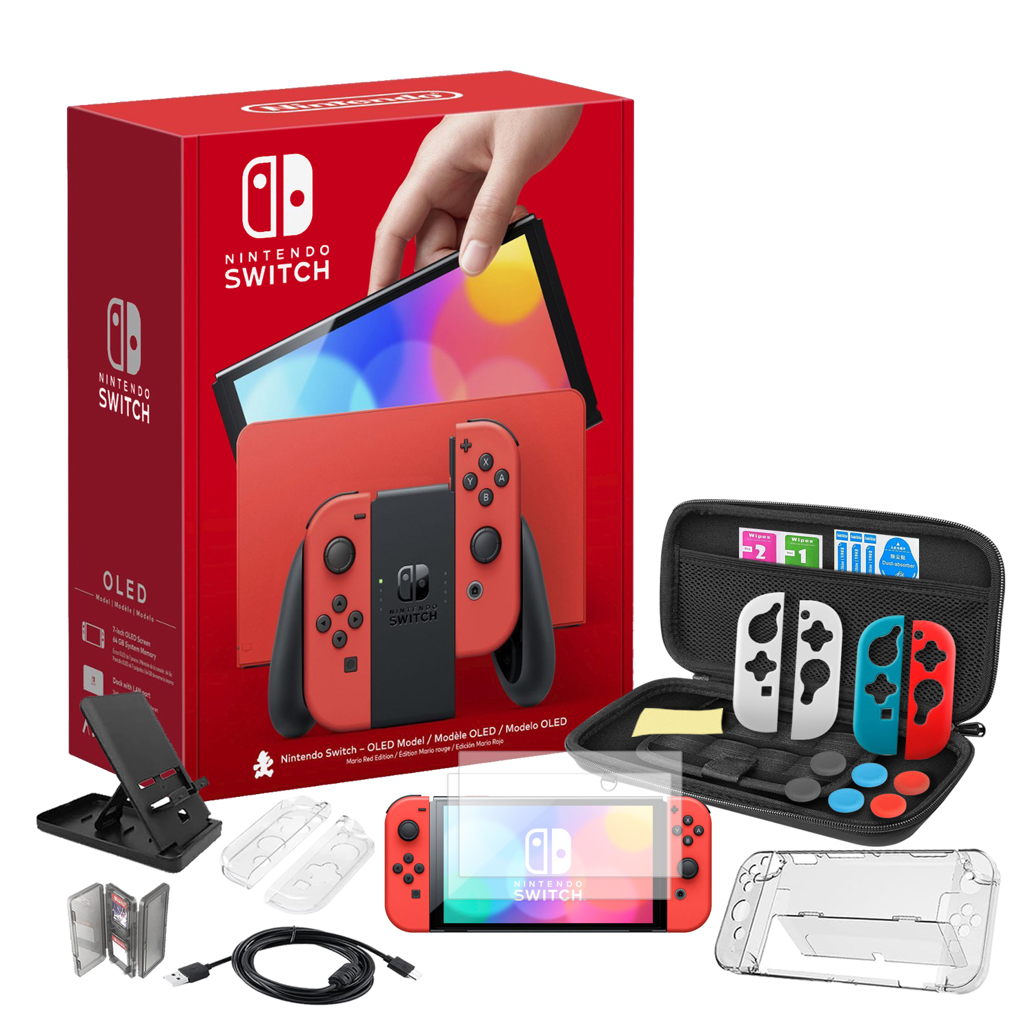 NINTENDO SWITCH OLED 64GB MARIO MÁS KIT ACCESORIOS 22 EN 1