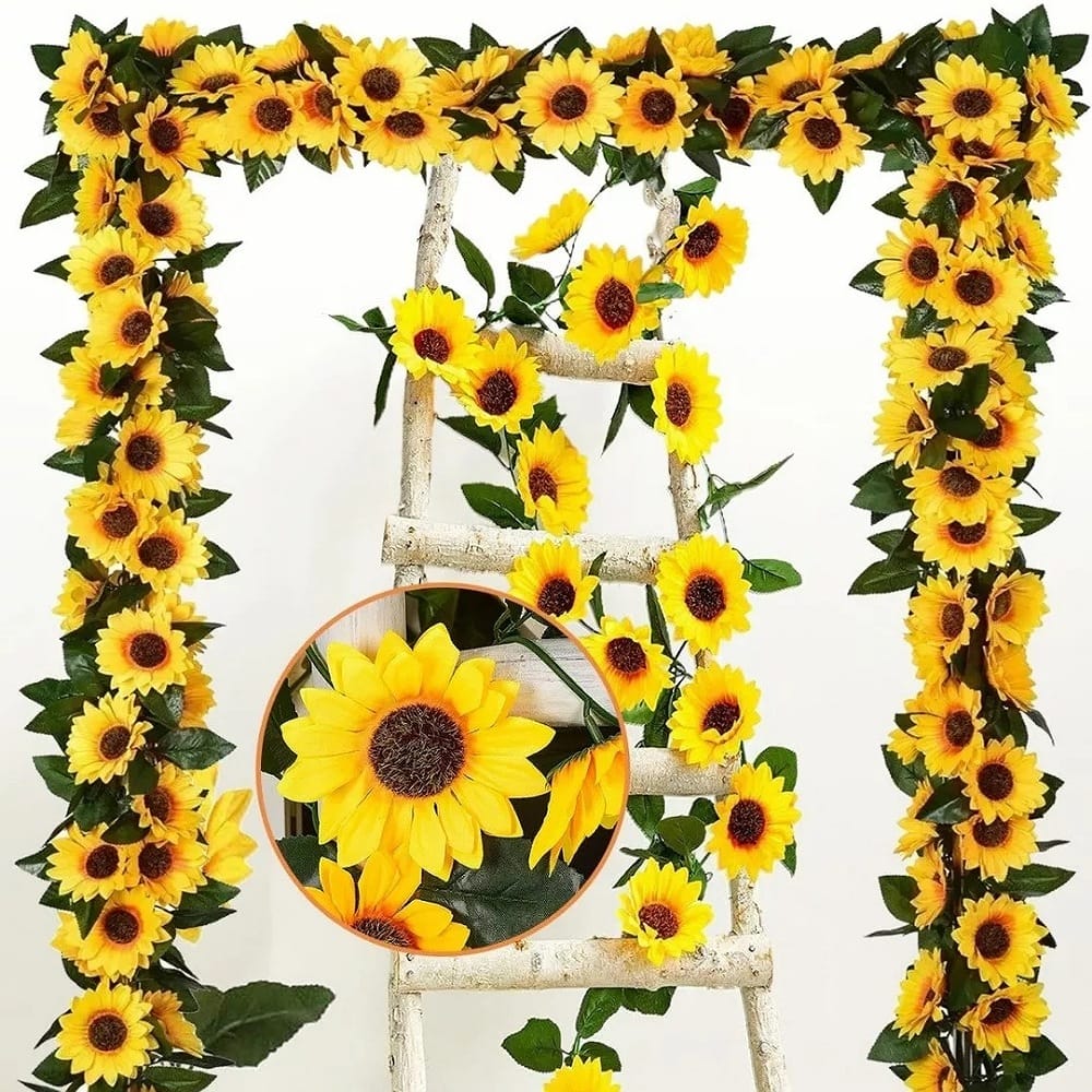 Vid De Flores Girasol Artificiales Planta Decoración 5 Piezas