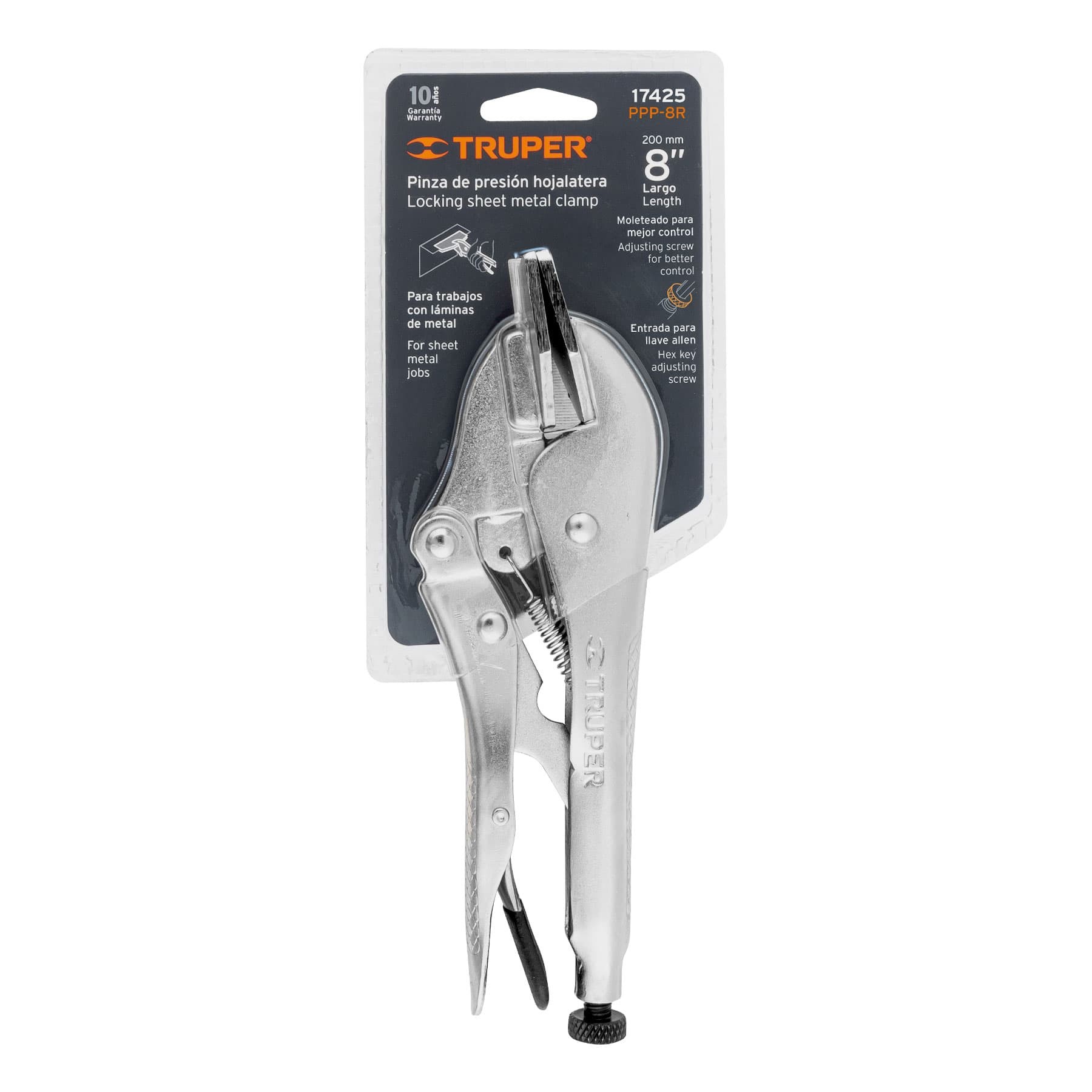 PINZA DE PRESIÓN 8" HOJALATERA, TRUPER 17425