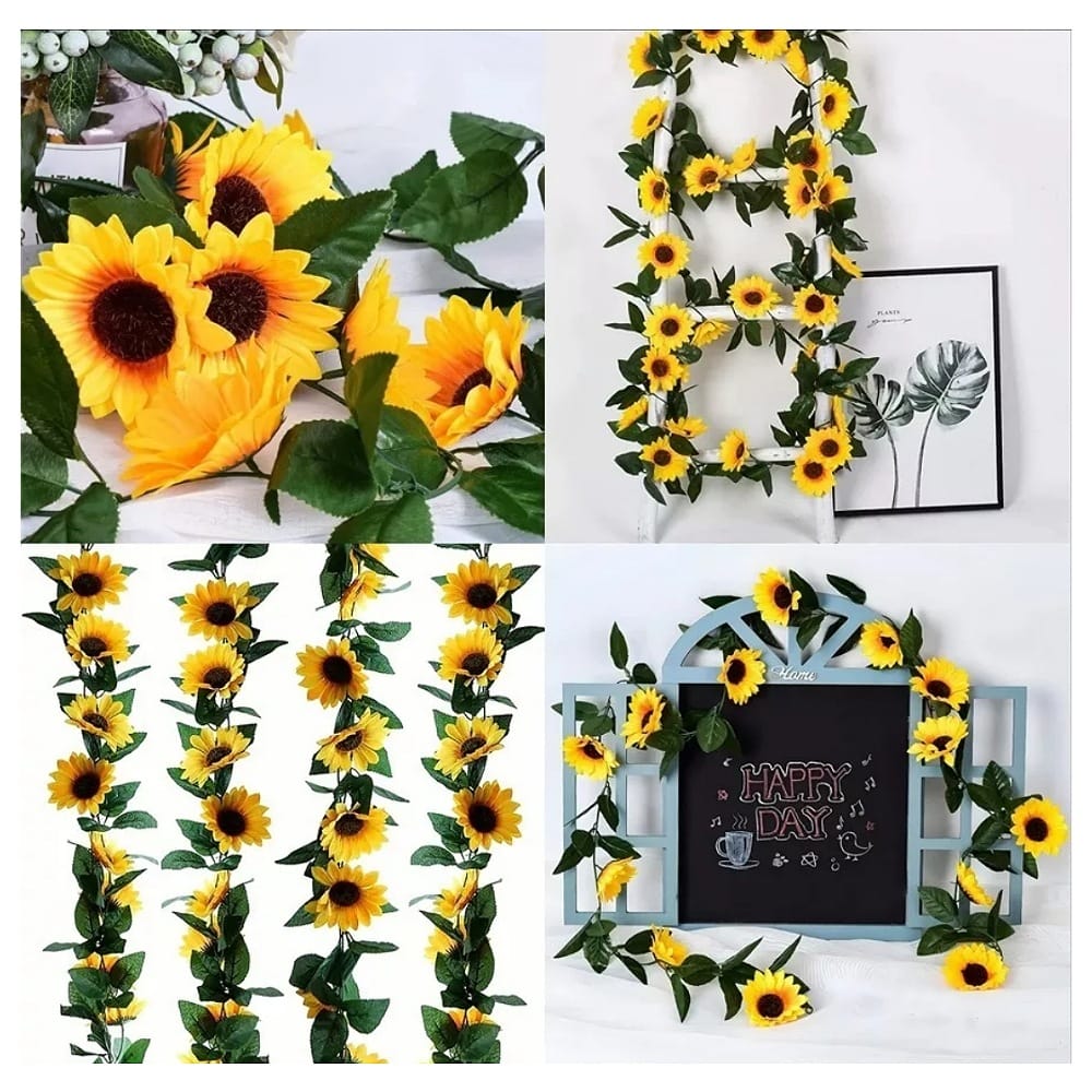 Vid De Flores Girasol Artificiales Planta Decoración 5 Piezas