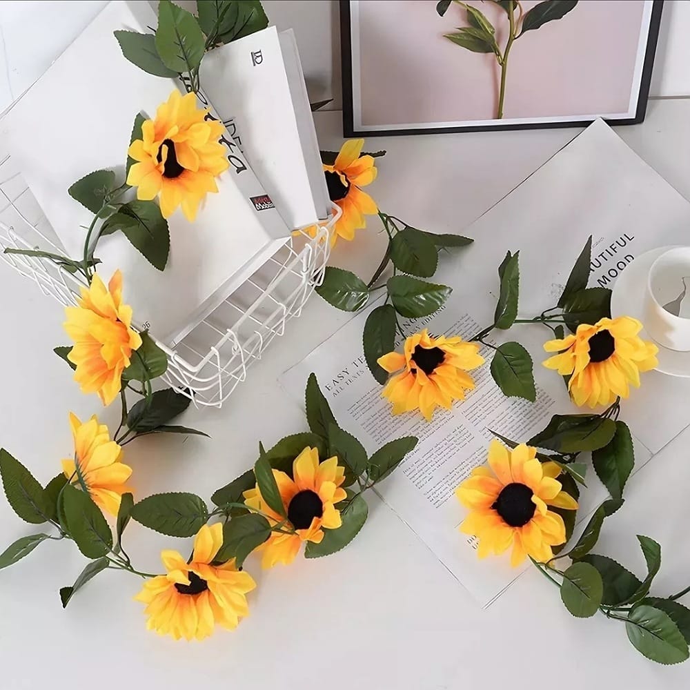 Vid De Flores Girasol Artificiales Planta Decoración 5 Piezas