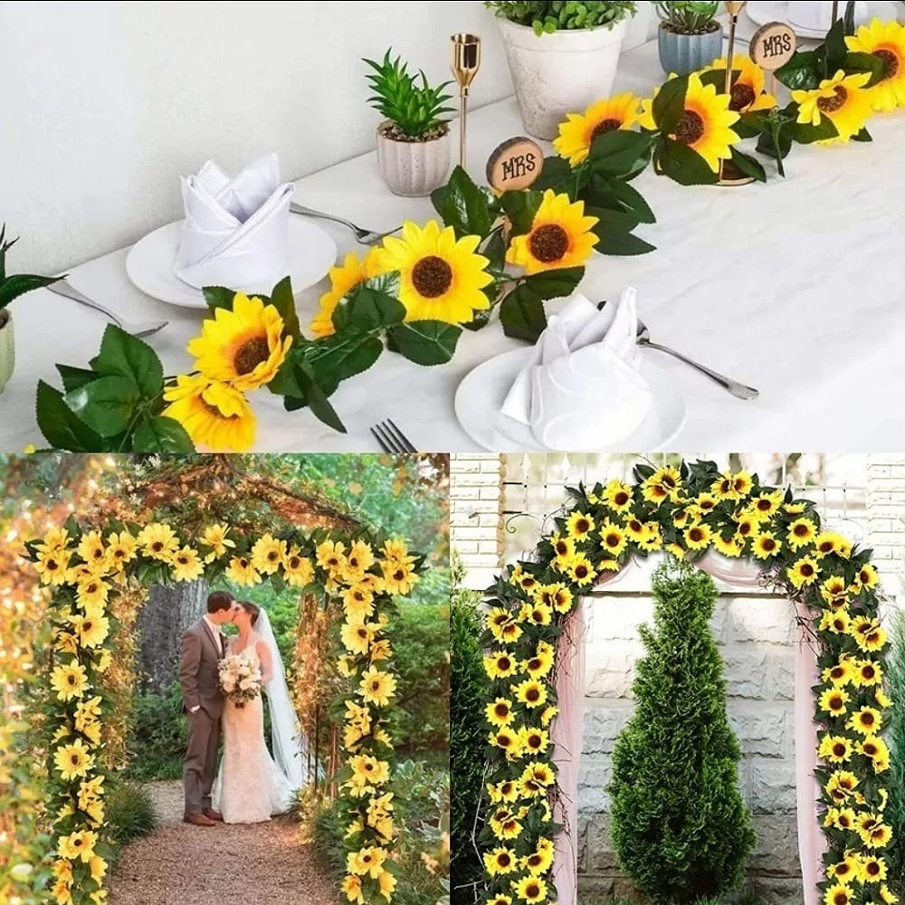 Vid De Flores Girasol Artificiales Planta Decoración 5 Piezas