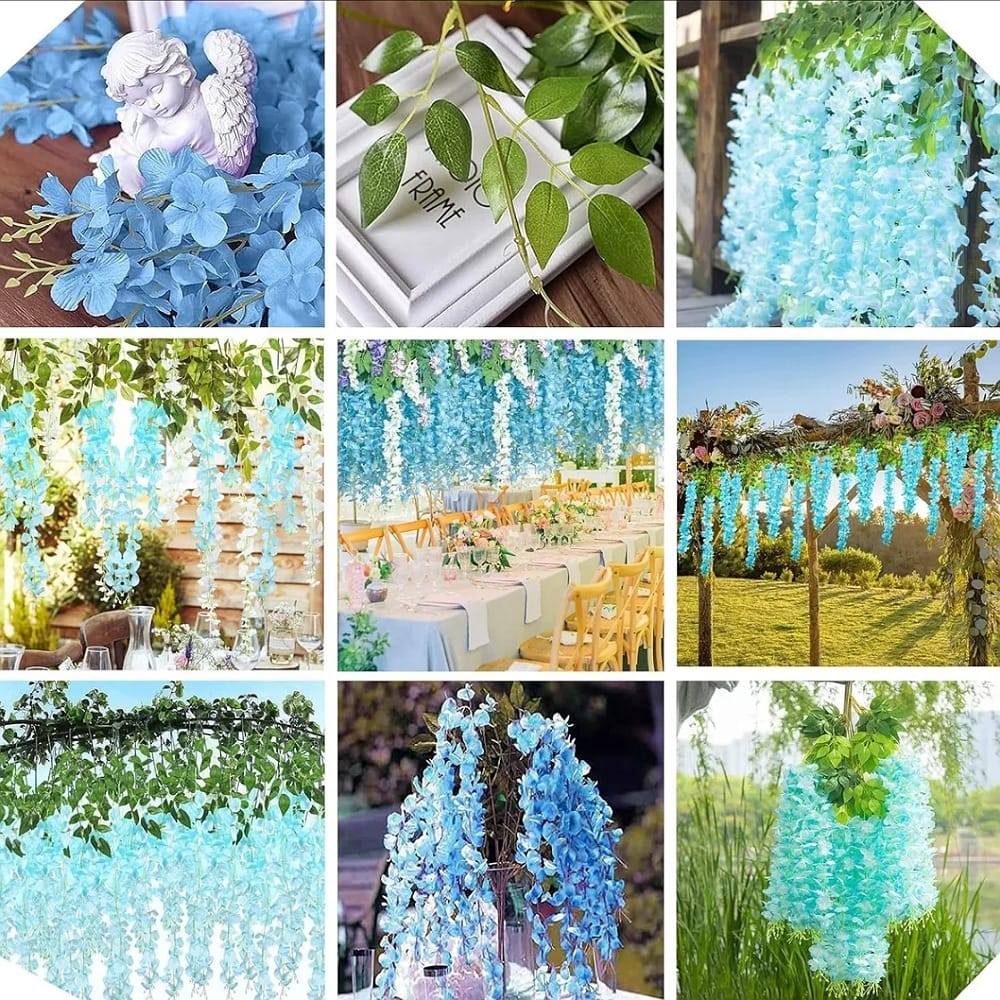 Lote 14pcs Wisteria Artificial Flores Decoración Boda Hogar