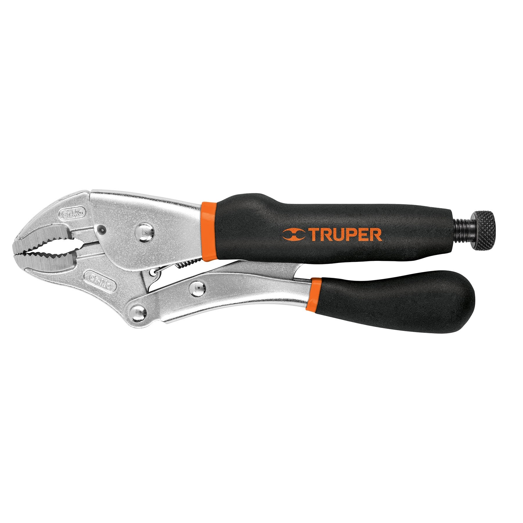 PINZA DE PRESIÓN 10" MORDAZA CURVA MANGO DE VINIL, TRUPER 17436
