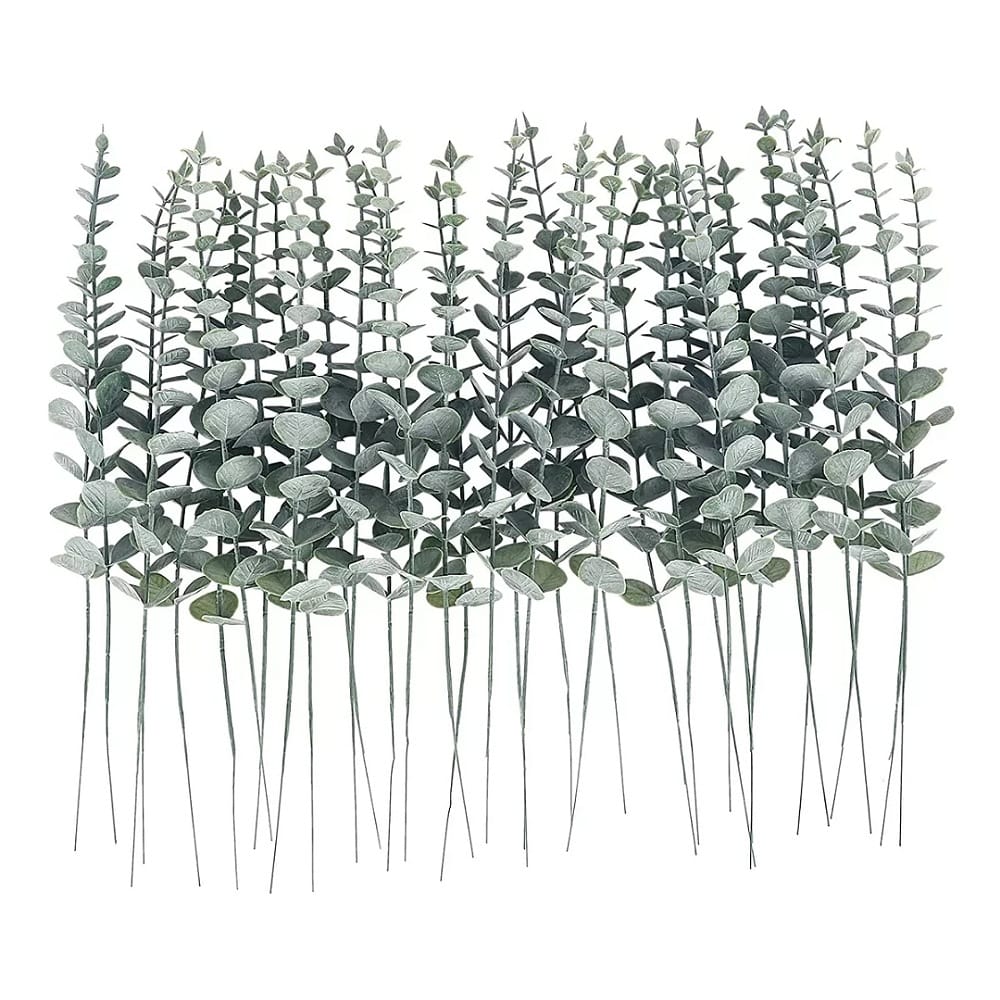 24 Piezas Tallos De Eucalipto Decoración Hojas Artificiales